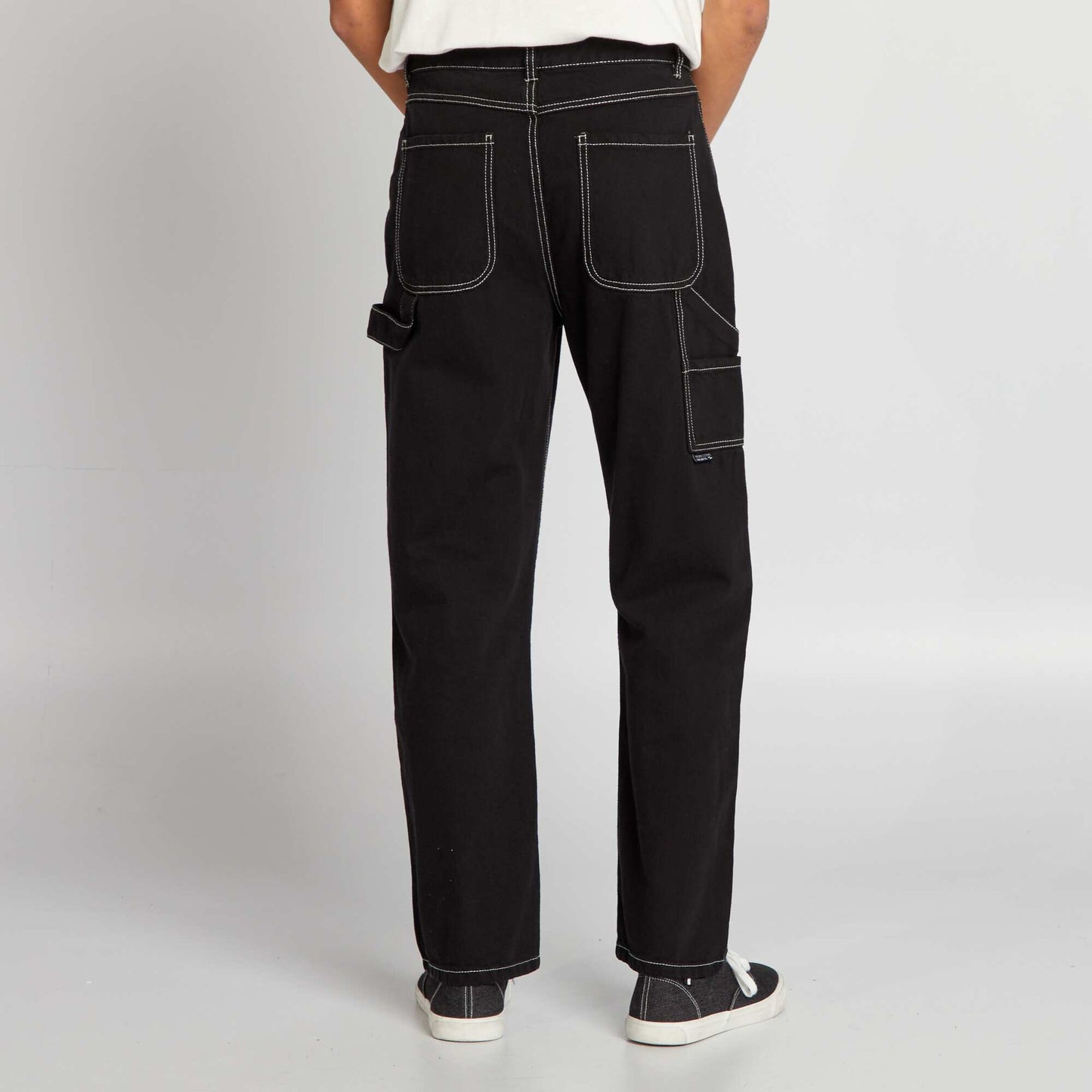 Pantalon surpiqures contrast es noir