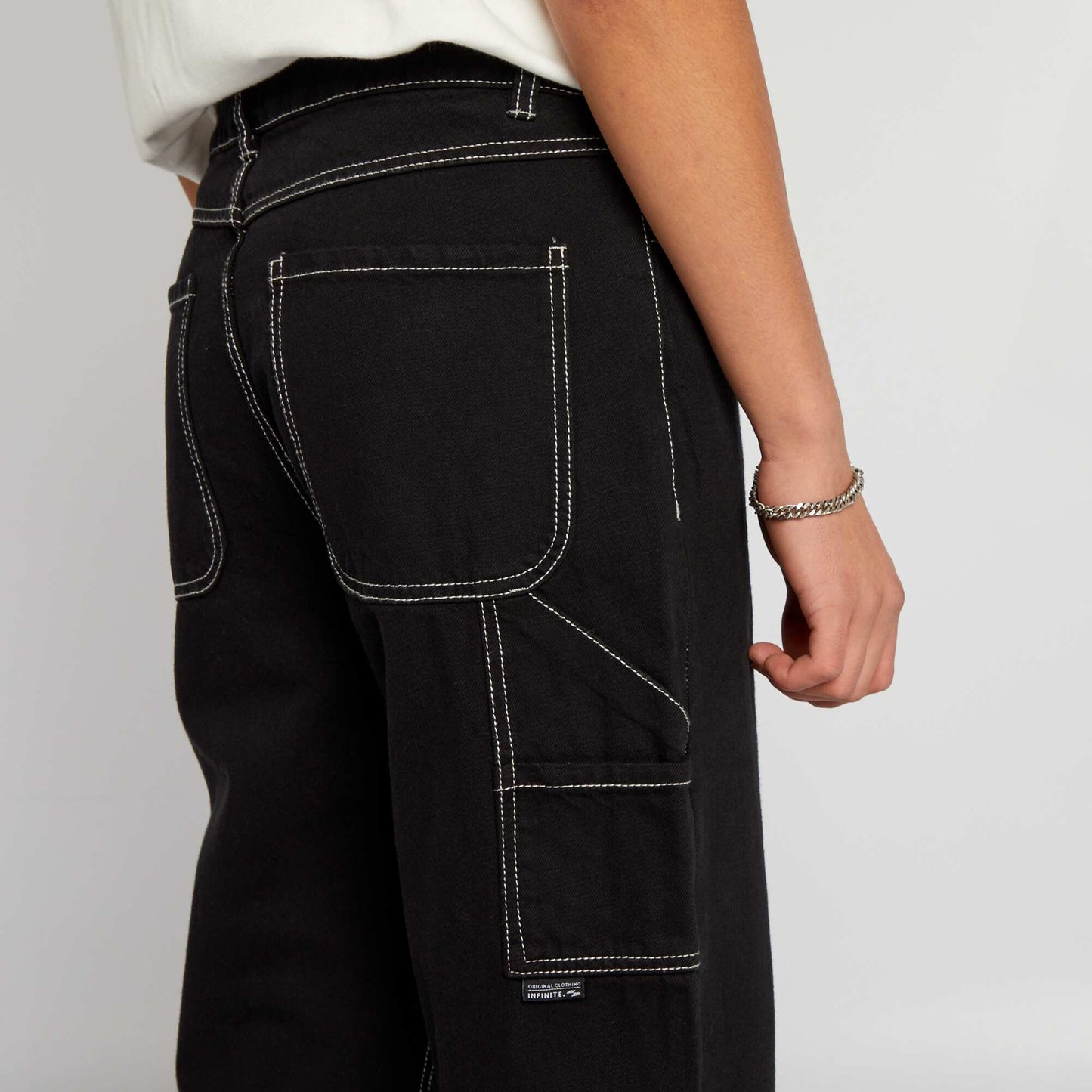 Pantalon surpiqures contrast es noir