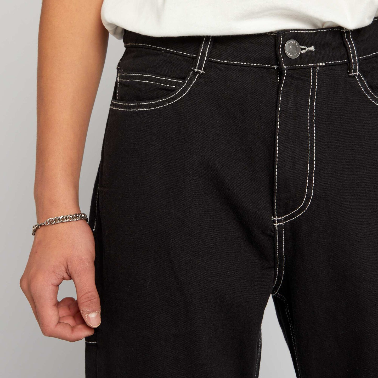 Pantalon surpiqures contrast es noir