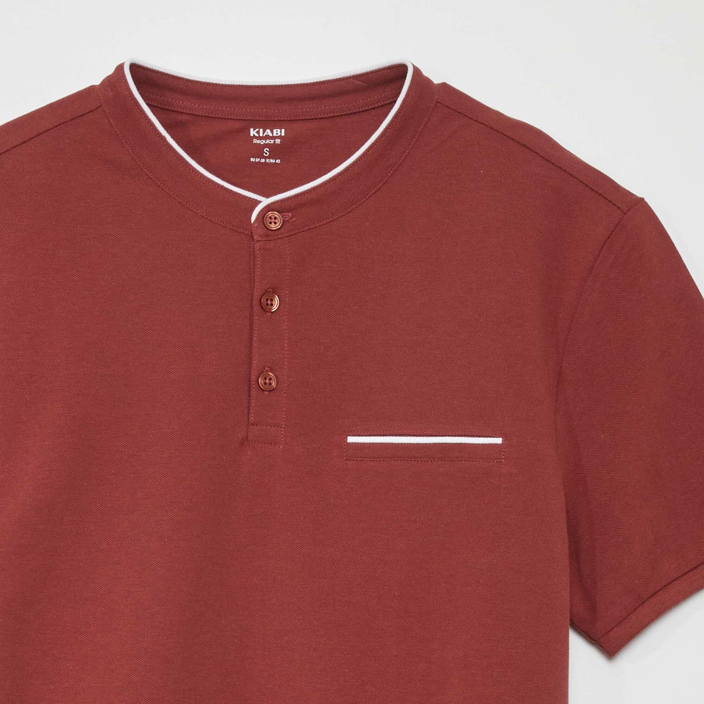 Polo   col mao en piqu  de coton Rouge