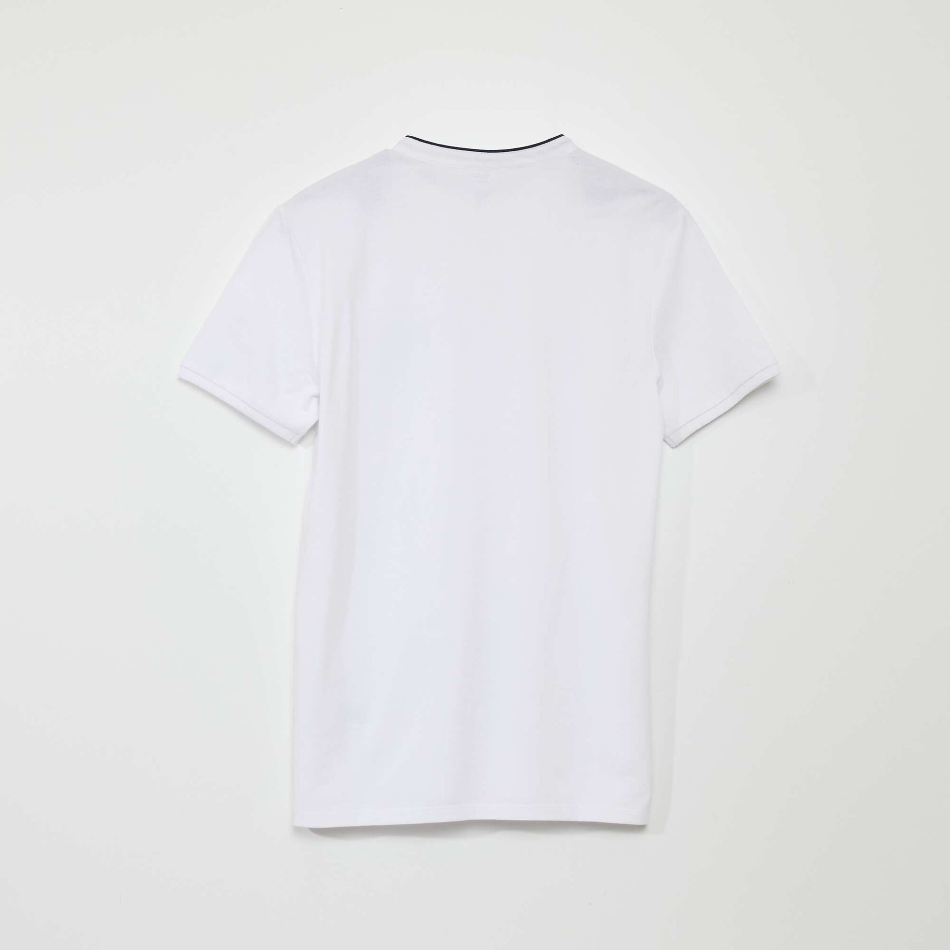 Polo col mao en piqu de coton blanc