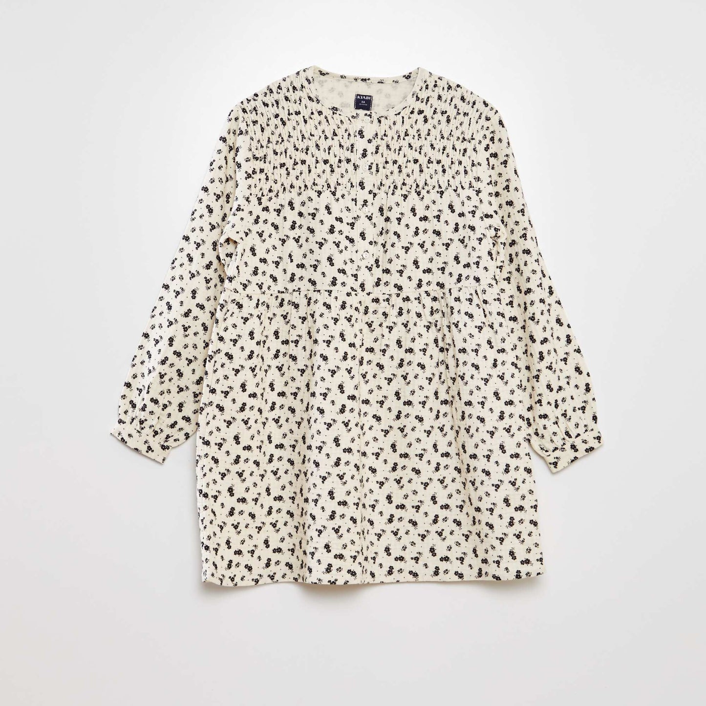 Robe en maille gaufr e fleurie Beige