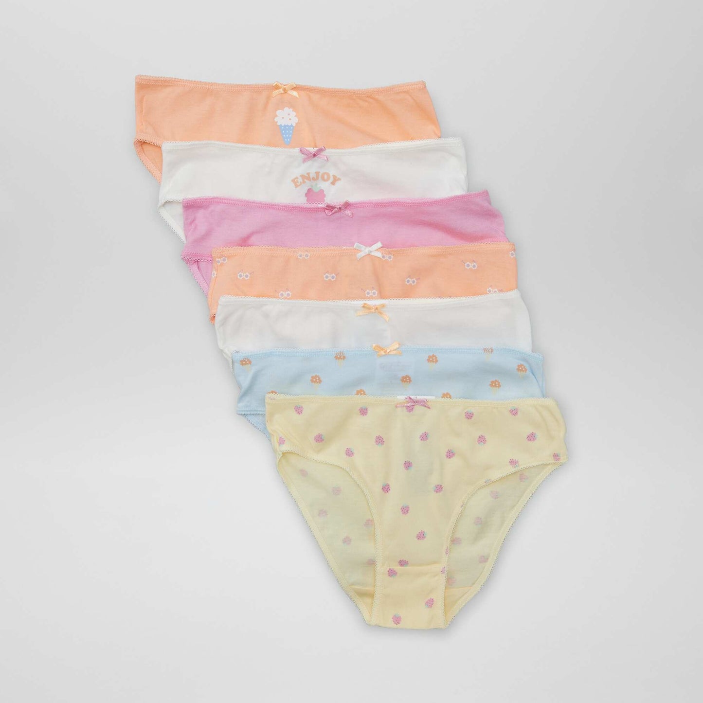 Lot de 7 culottes Jaune/blanc/rose/bleu