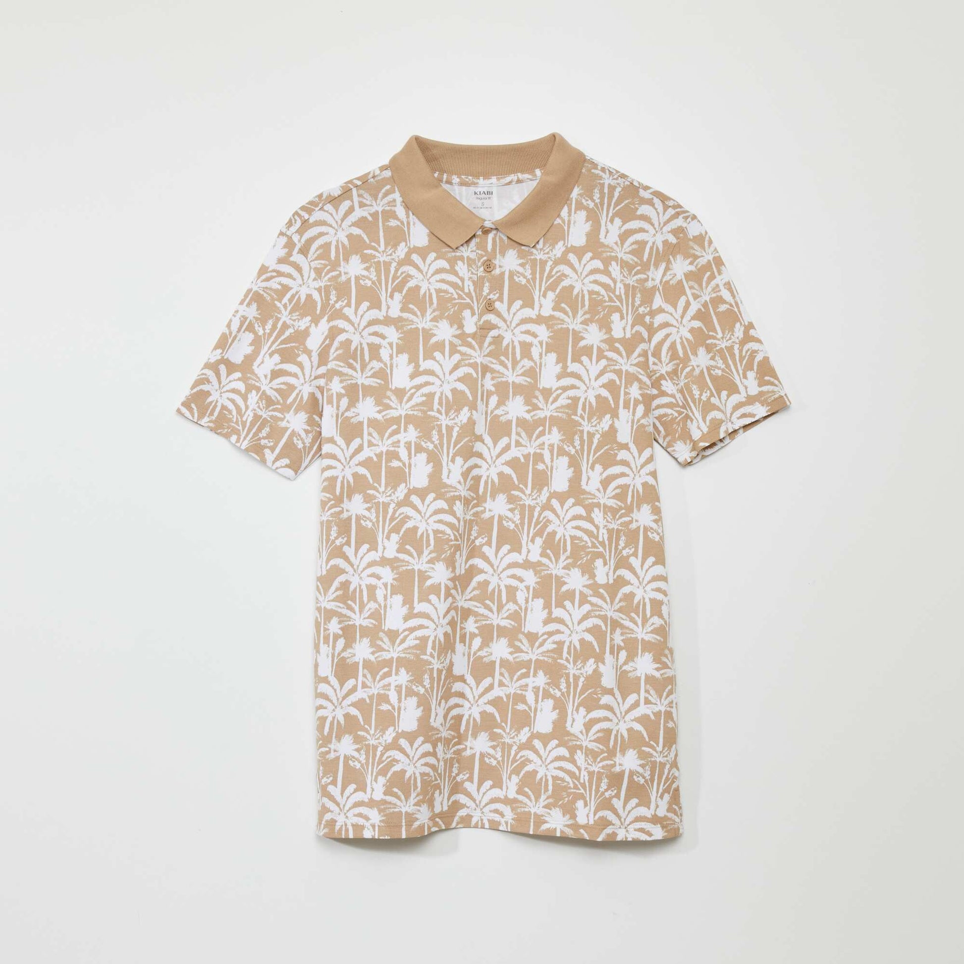Polo en piqu de coton avec imprim Beige