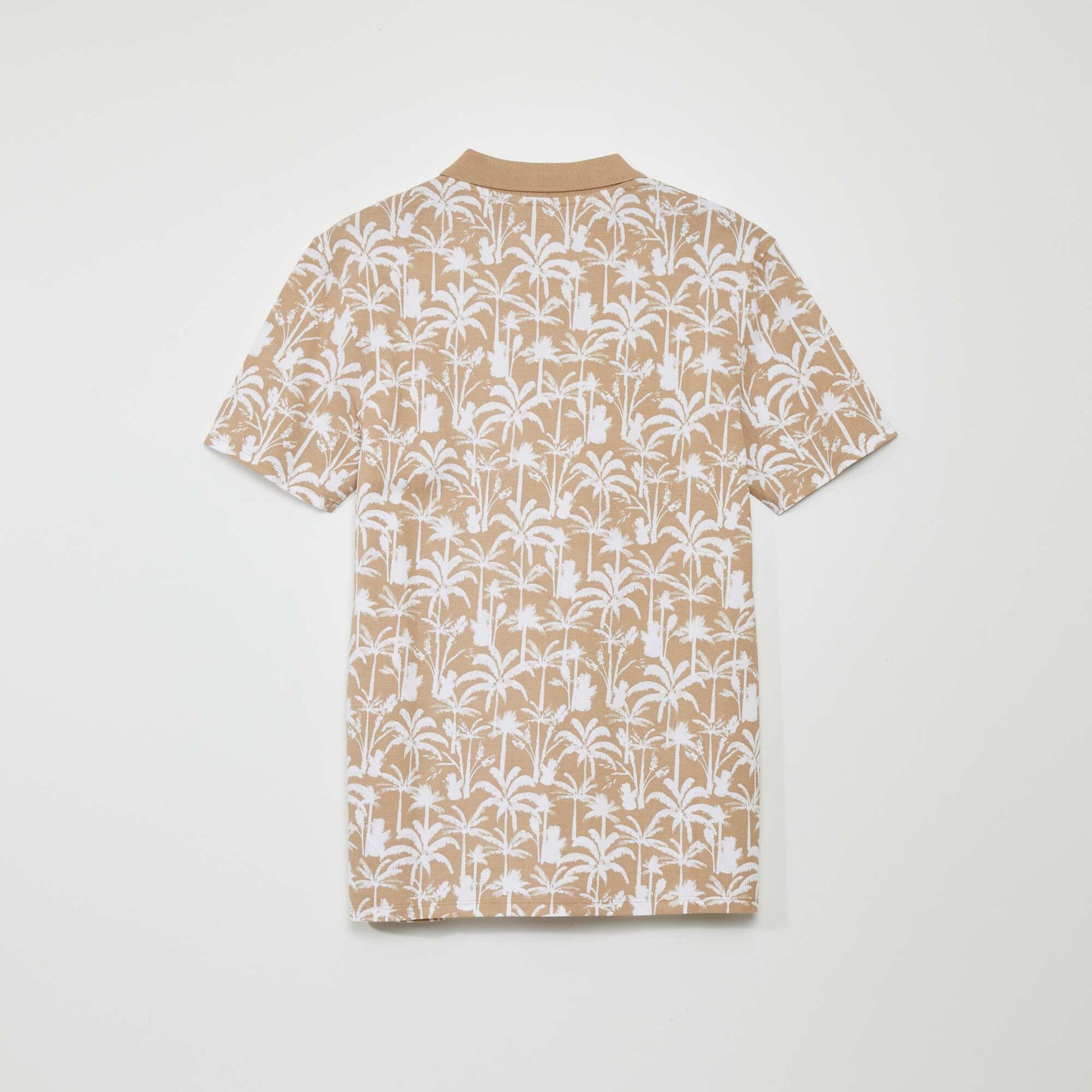 Polo en piqu de coton avec imprim Beige