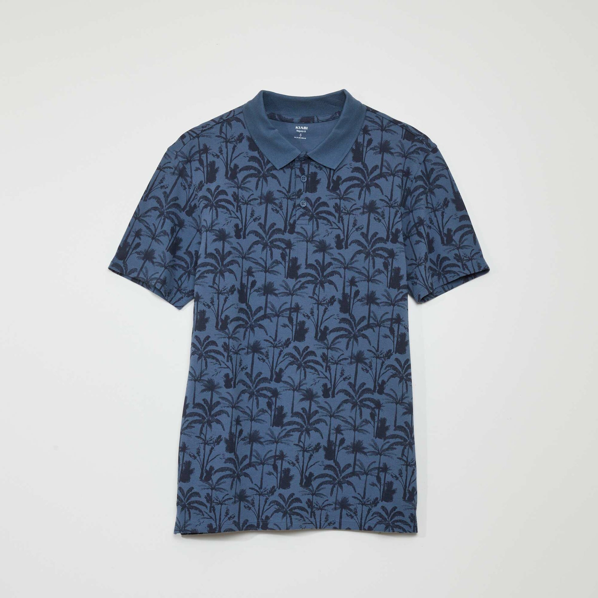 Polo en piqu de coton avec imprim Bleu
