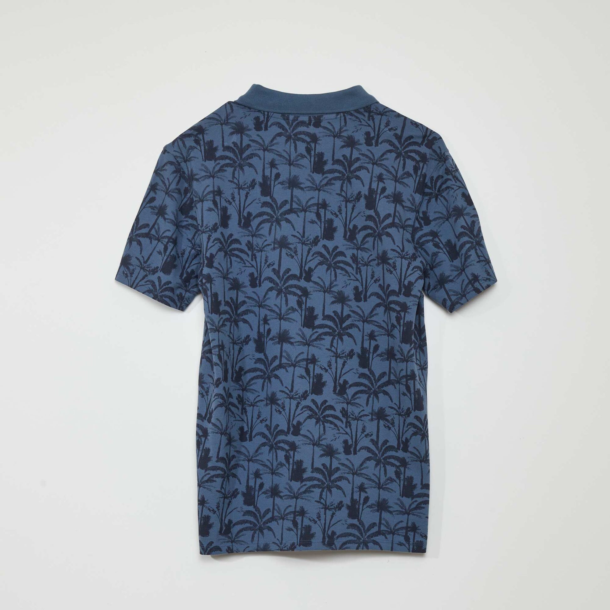 Polo en piqu de coton avec imprim Bleu