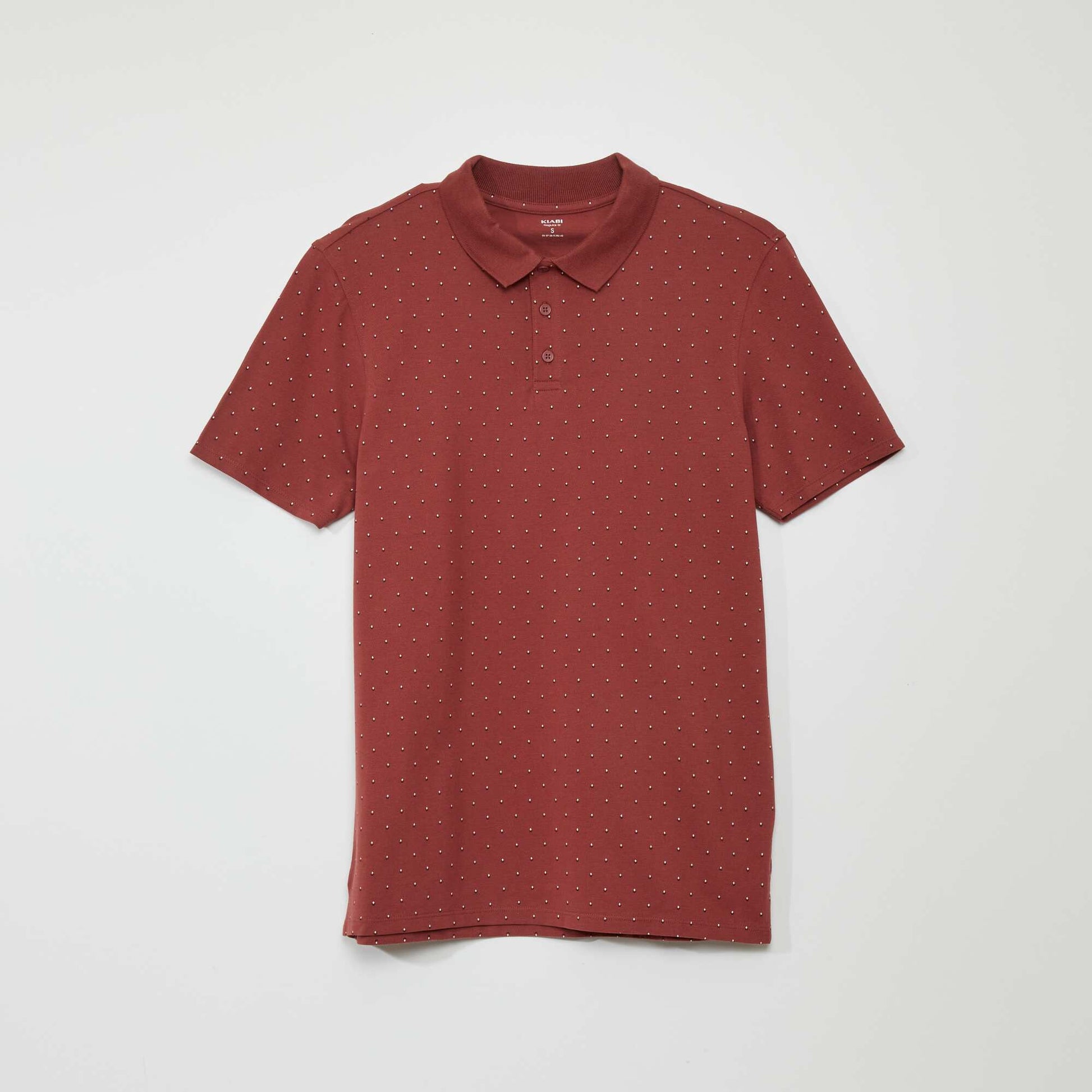 Polo en piqu de coton avec imprim Rouge