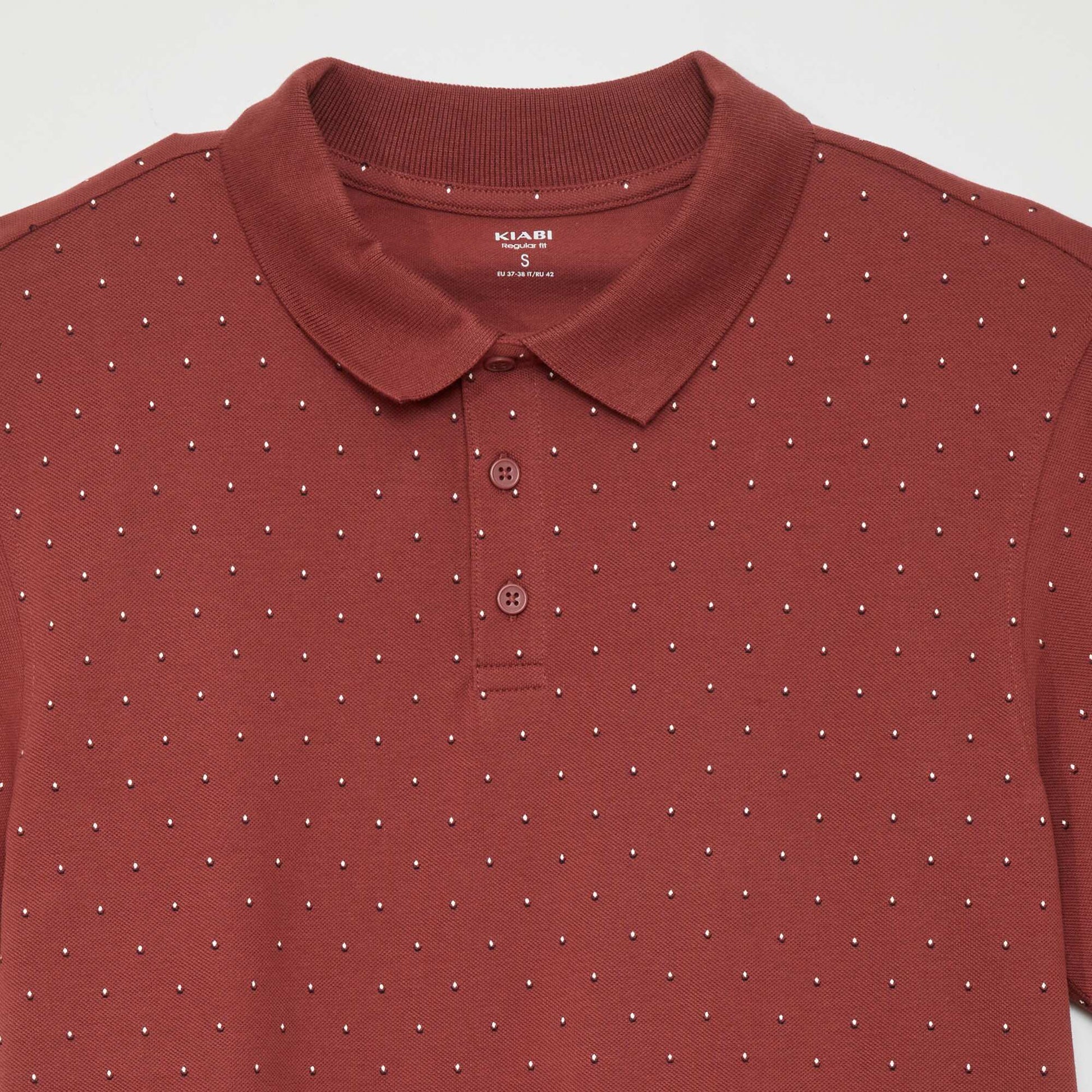 Polo en piqu de coton avec imprim Rouge