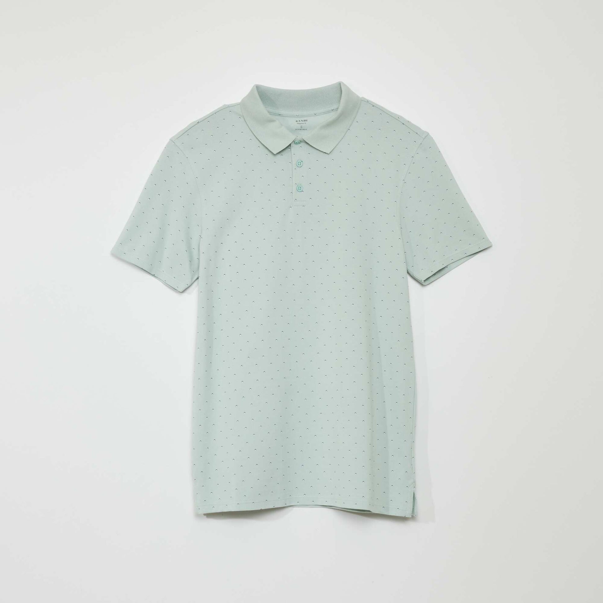 Polo en piqu de coton avec imprim Vert d'eau
