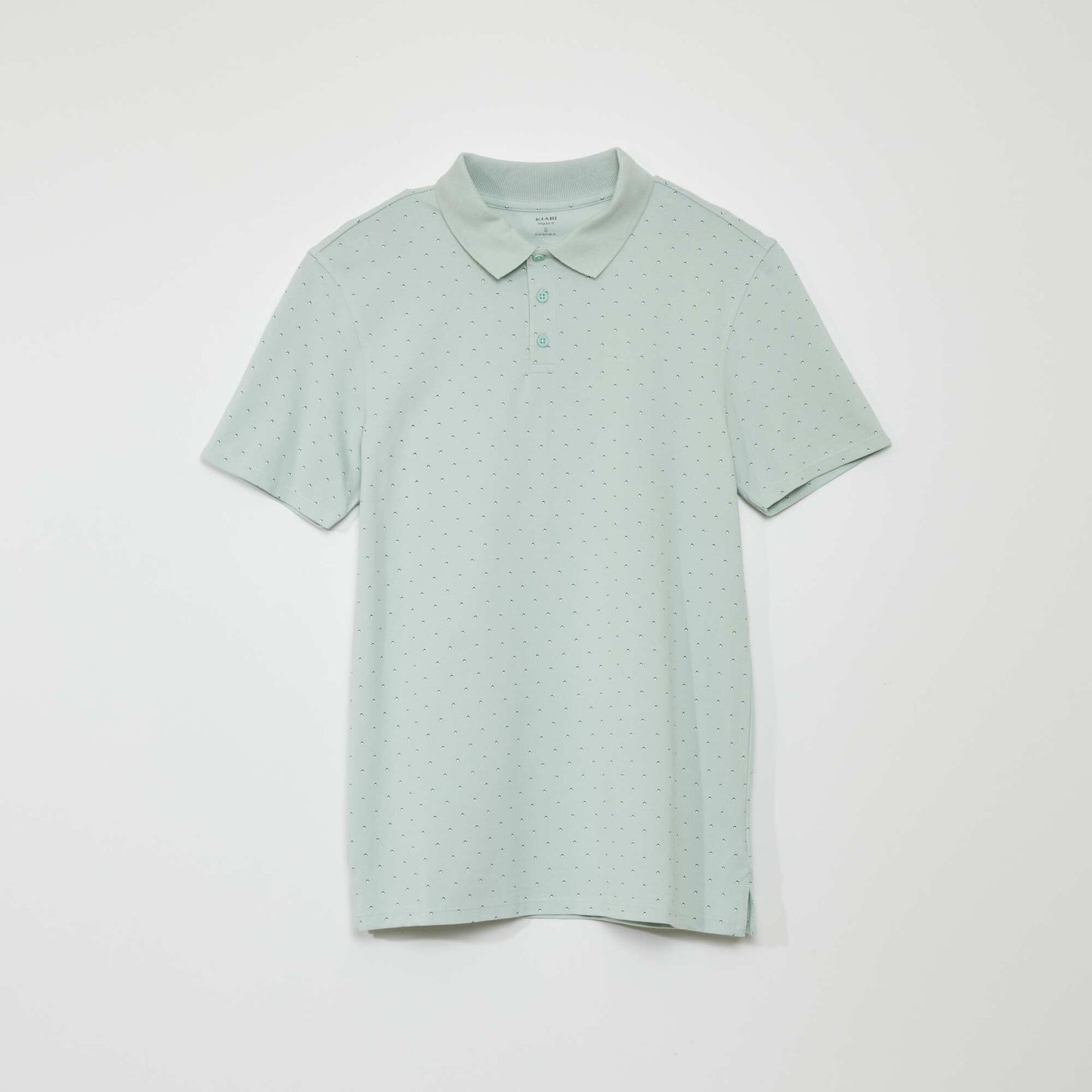 Polo en piqu  de coton avec imprim  Vert d'eau