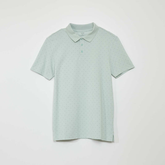 Polo en piqué de coton avec imprimé Vert d'eau