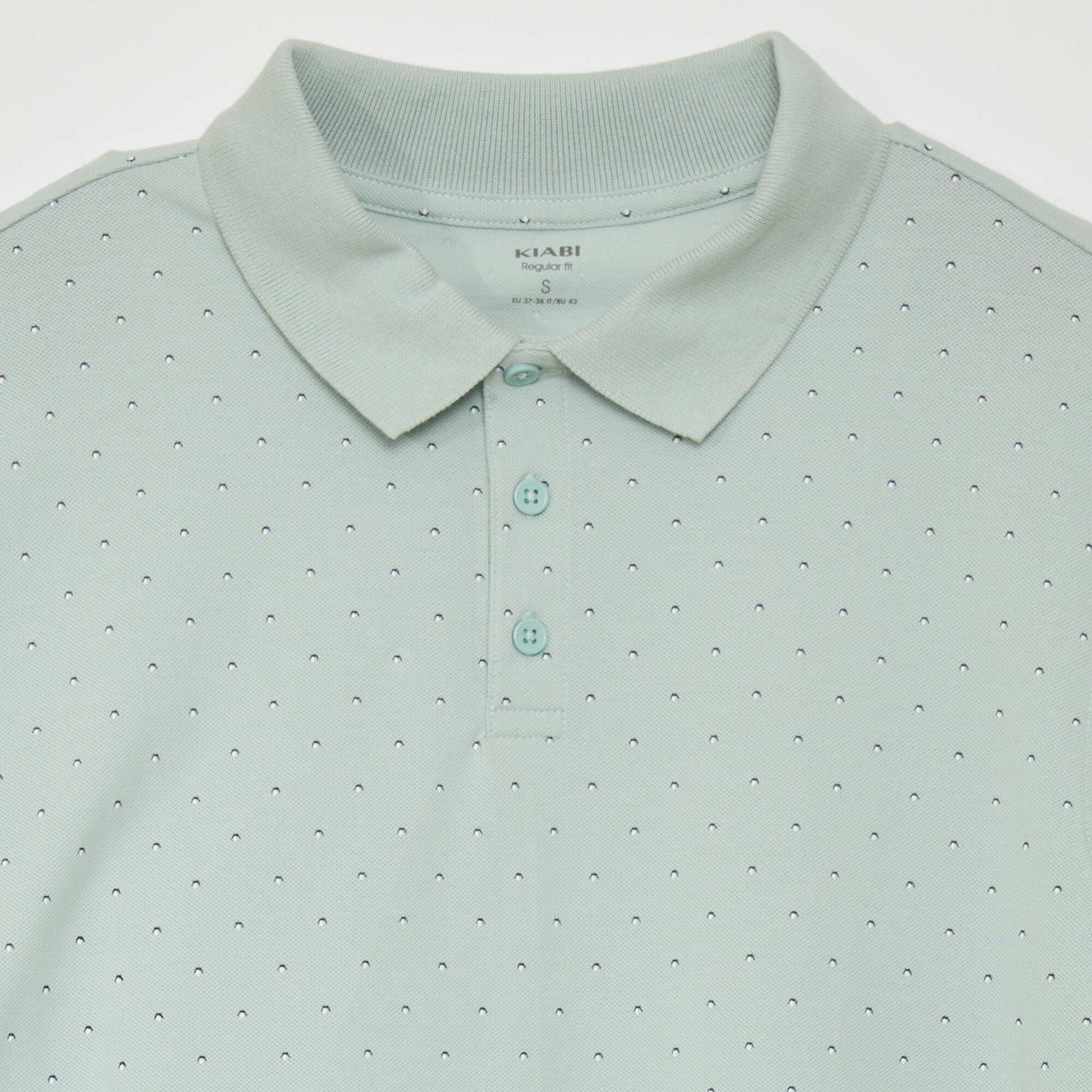 Polo en piqu de coton avec imprim Vert d'eau