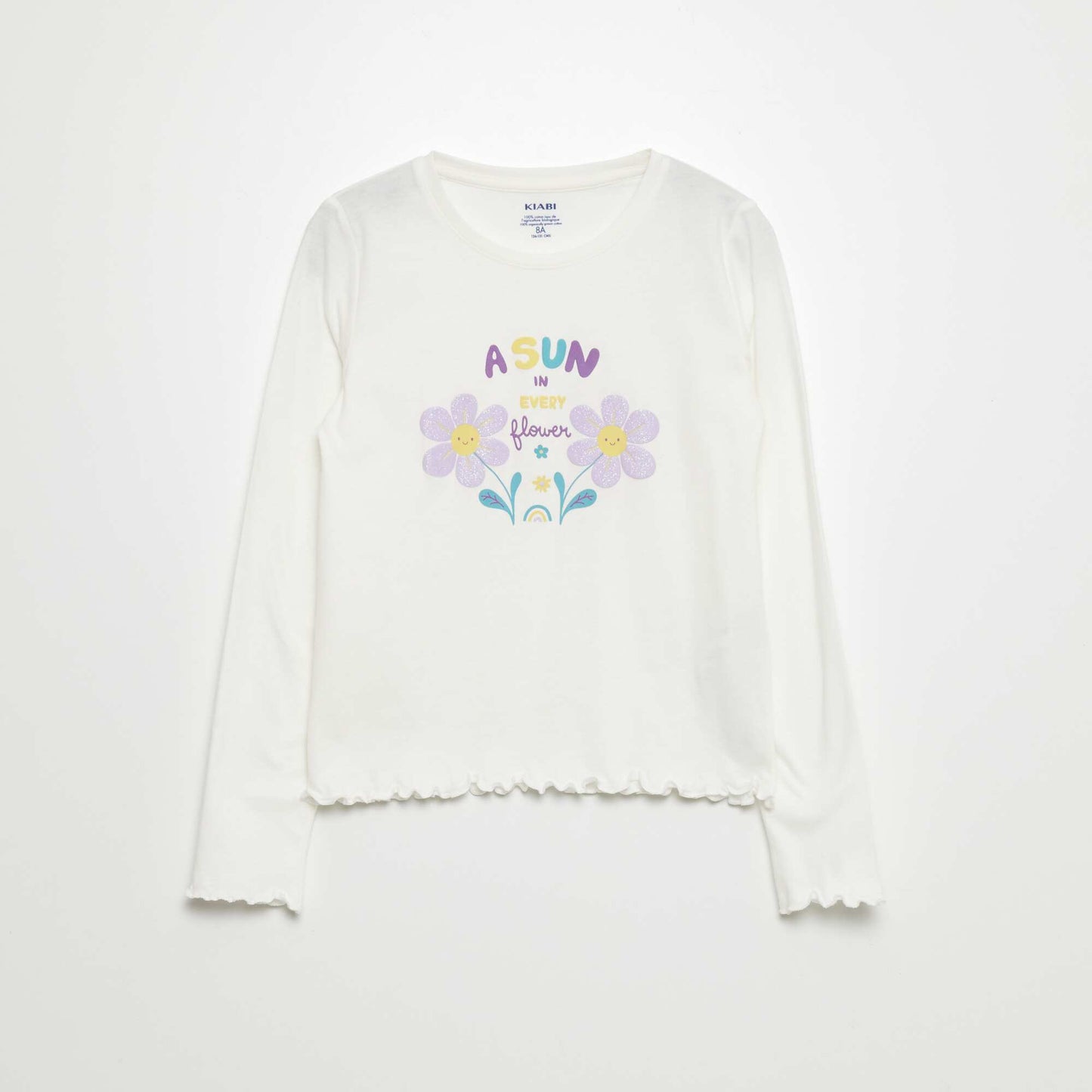 T-shirt en jersey 'fleurs' Blanc