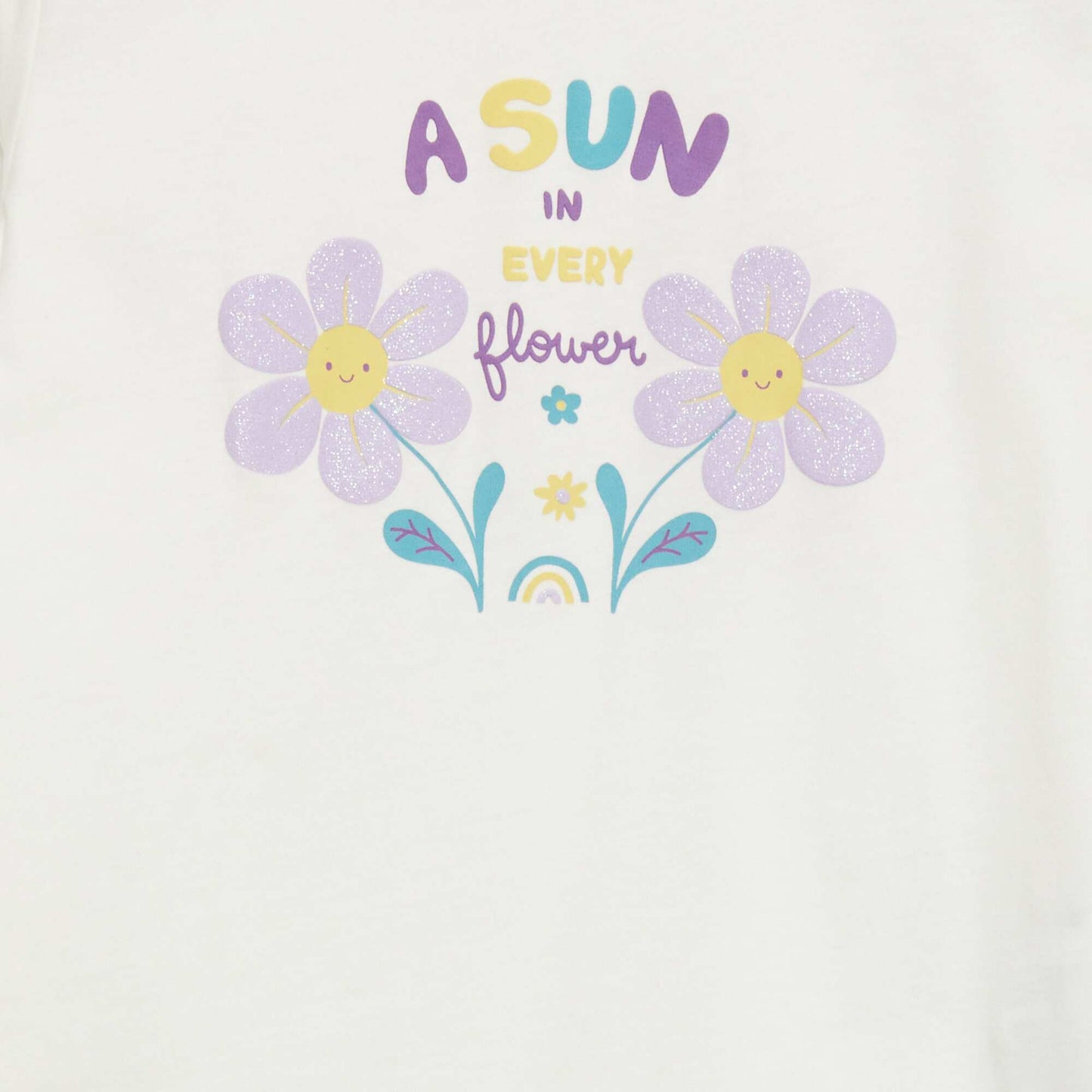 T-shirt en jersey 'fleurs' Blanc