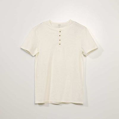 T-shirt en jersey col mao Blanc