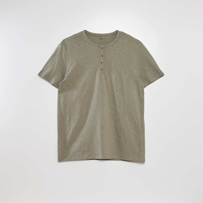 T-shirt en jersey col mao Vert