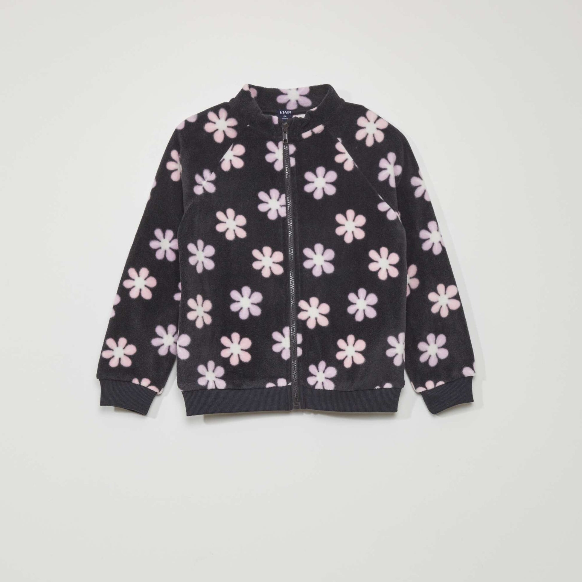 Sweat zipp en polaire imprim Noir