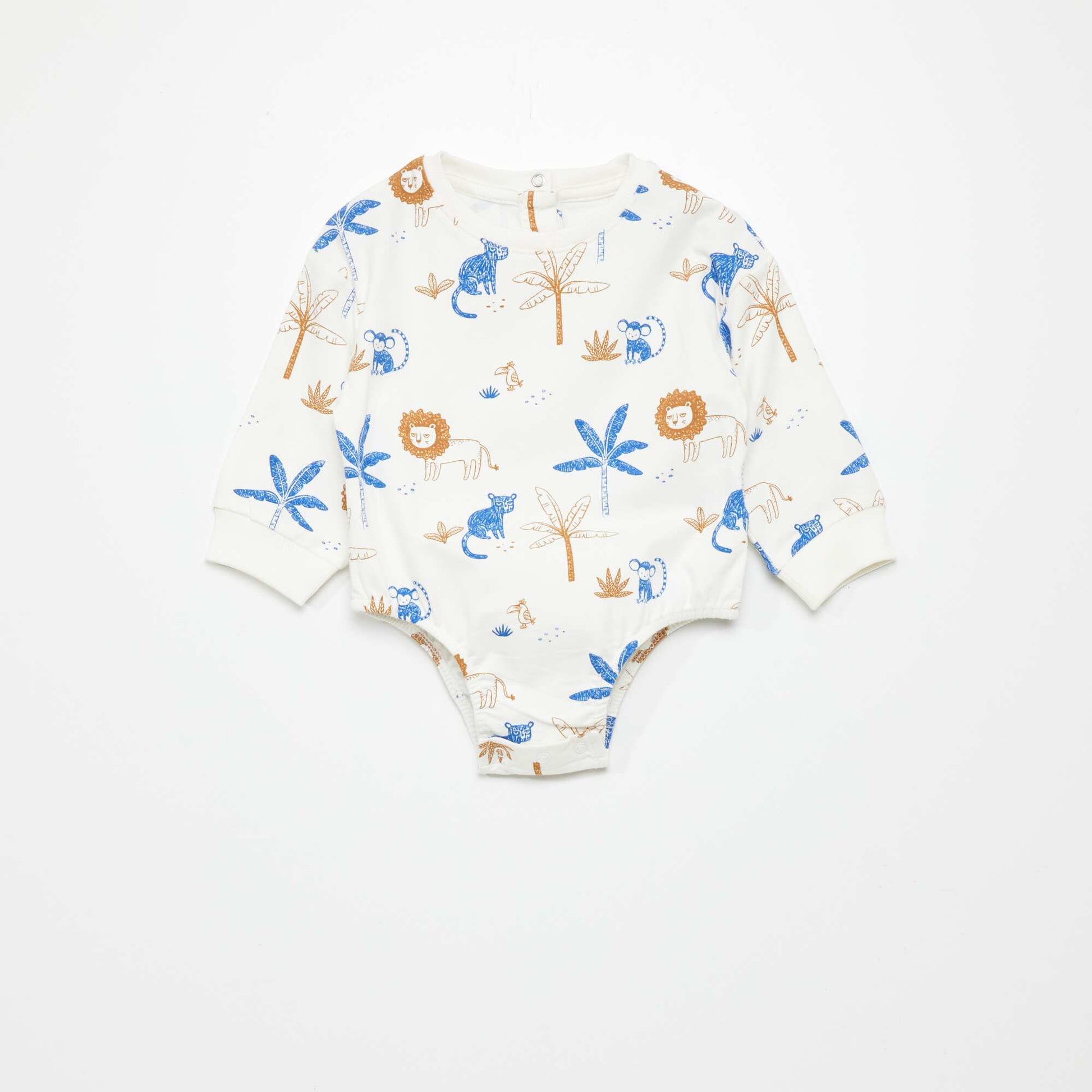 Body manches longues imprim animaux Blanc