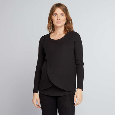 T-shirt d'allaitement en maille c tel e noir