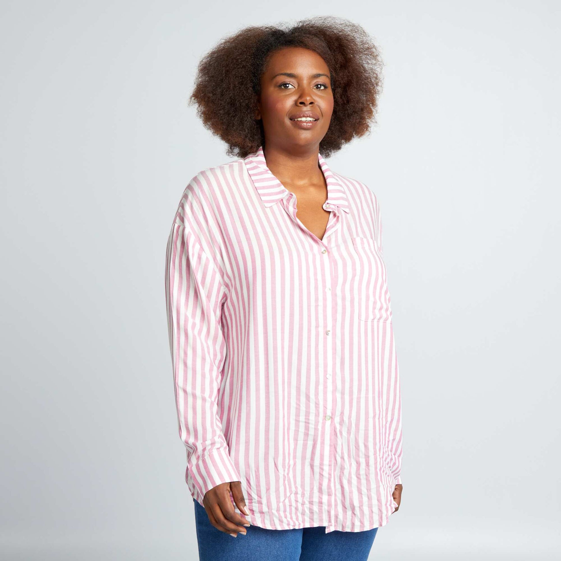 Chemisier ray fluide Rose
