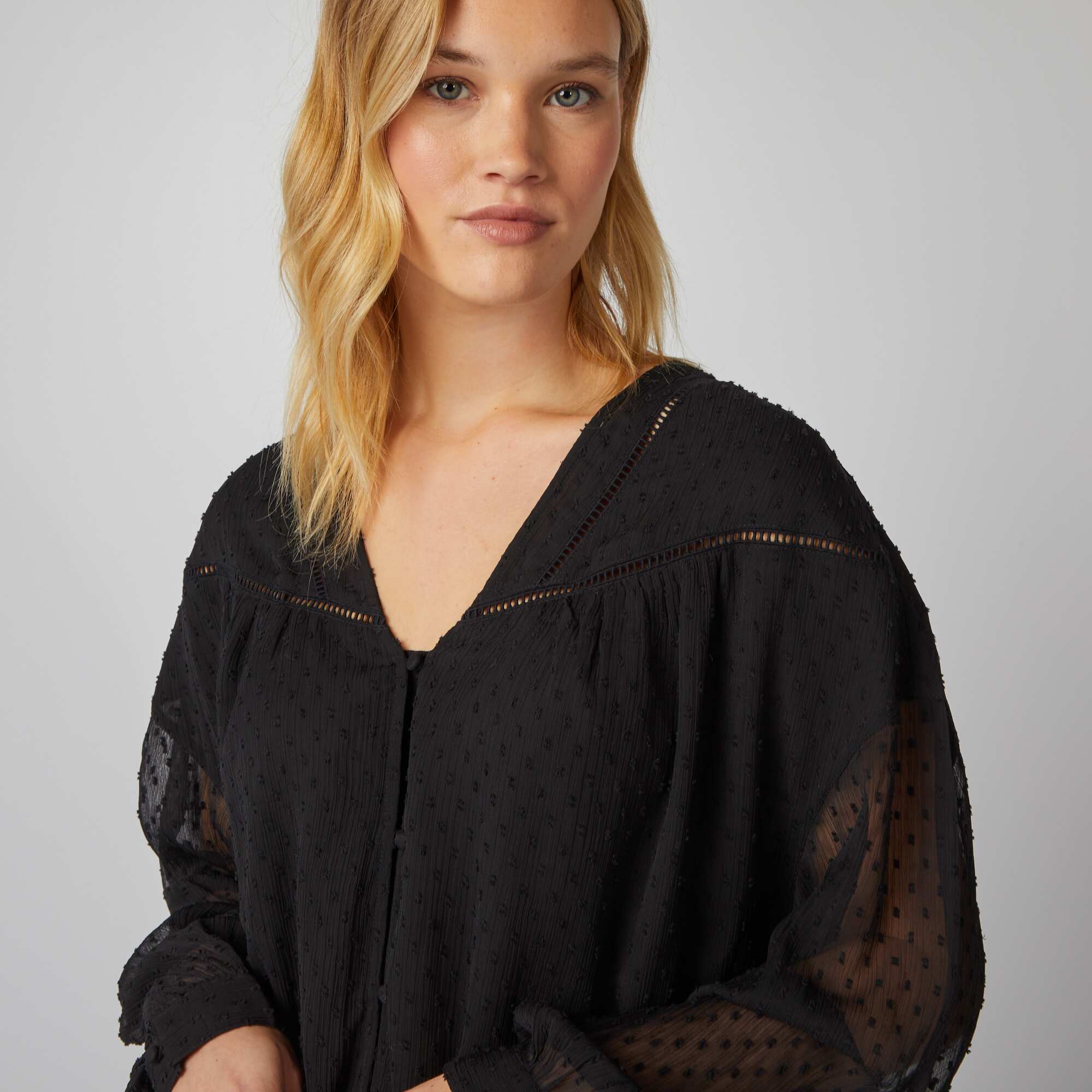 Boohoo plumetis noir sans col - Taille S neuf sans étiquette