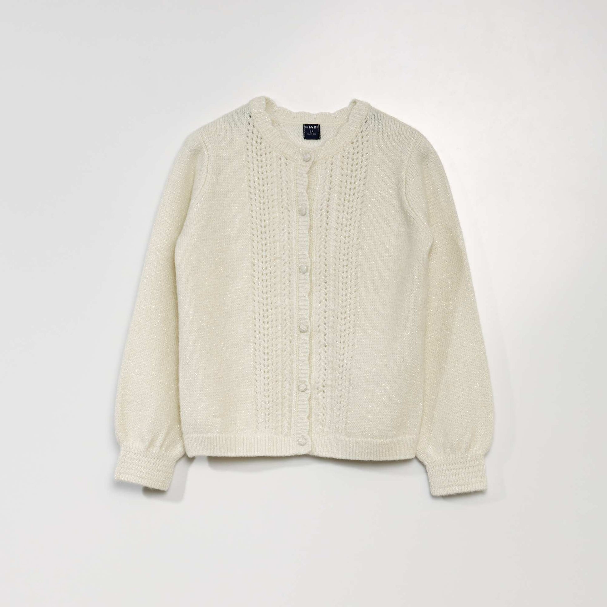Gilet en maille fantaisie avec fils brillants Blanc
