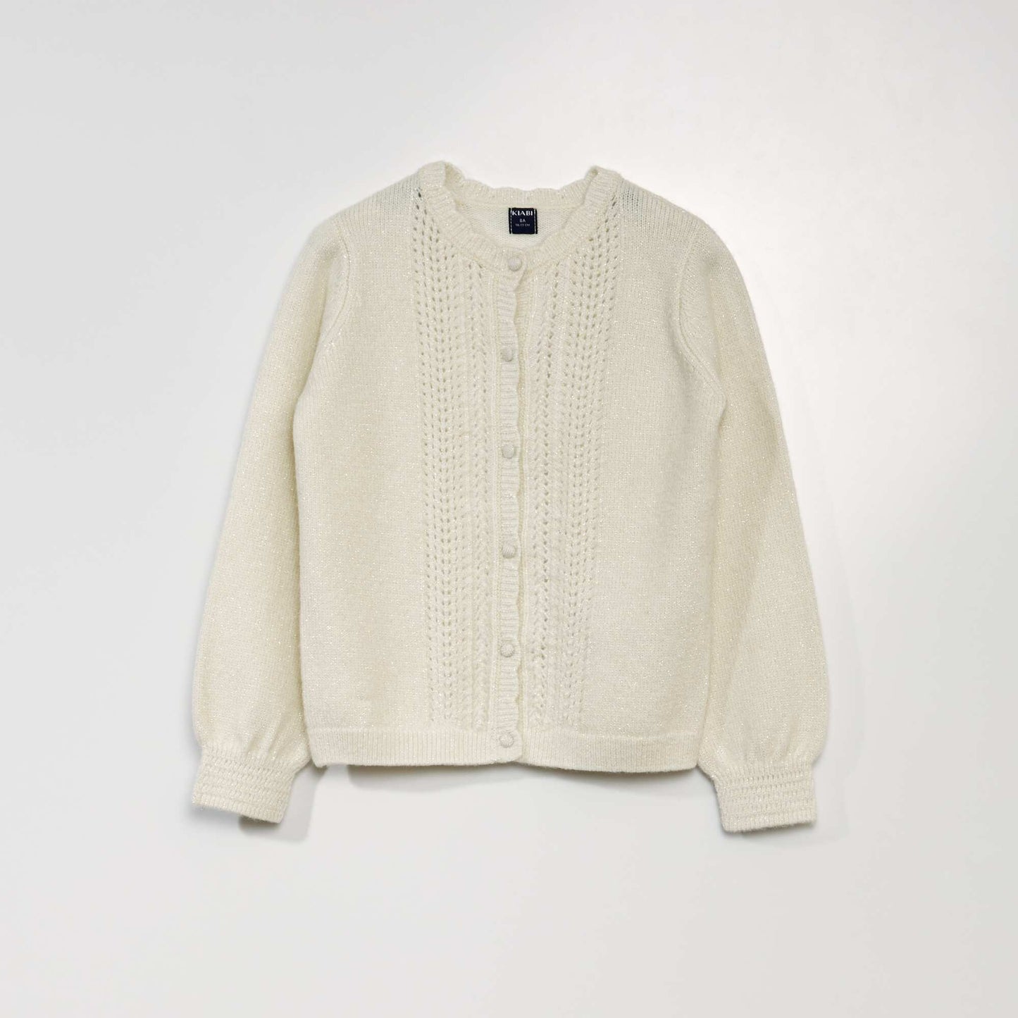 Gilet en maille fantaisie avec fils brillants Blanc
