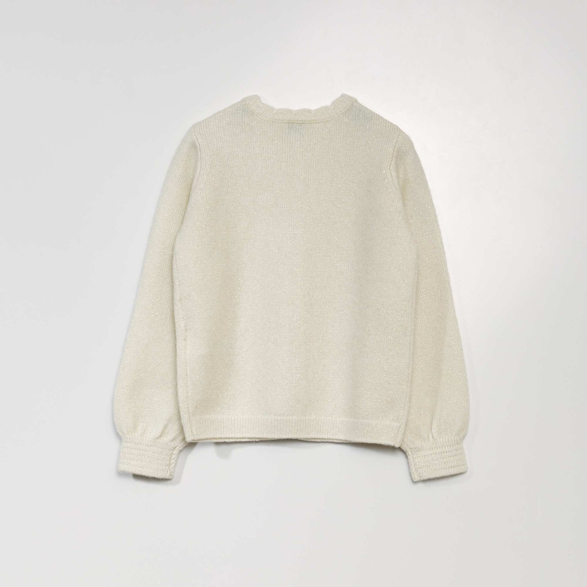 Gilet en maille fantaisie avec fils brillants Blanc