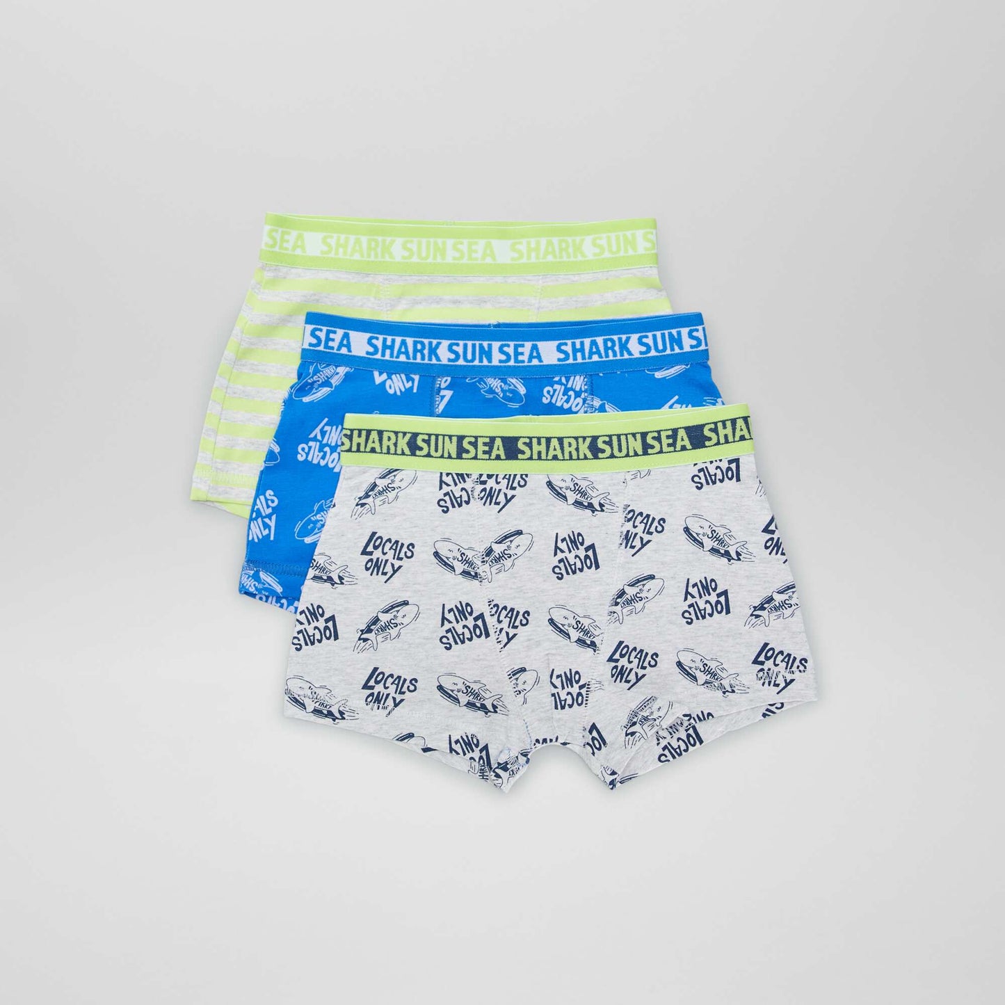 Lot de 3 boxers stretch Bleu/gris