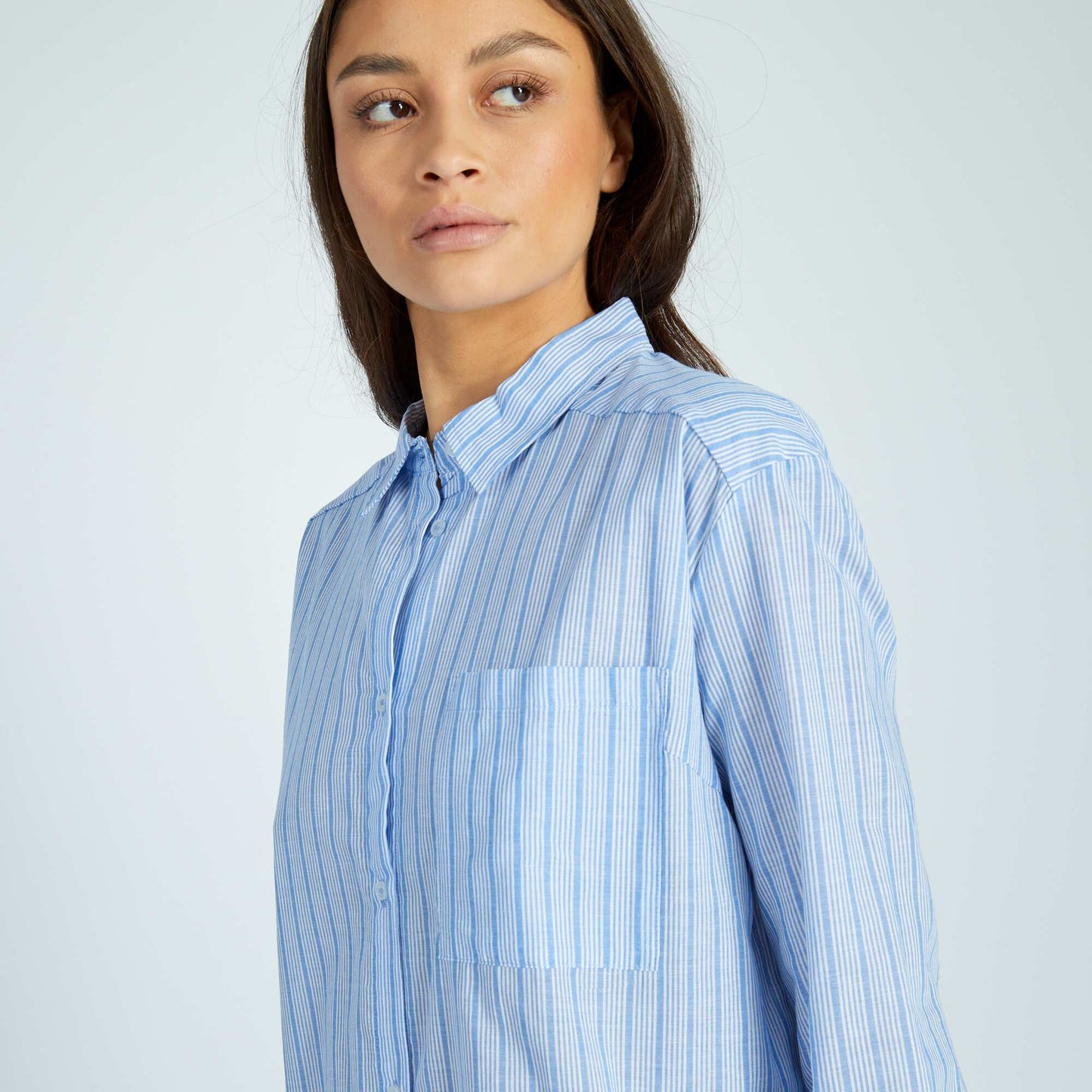 Chemise de nuit ray e en flanelle Bleu