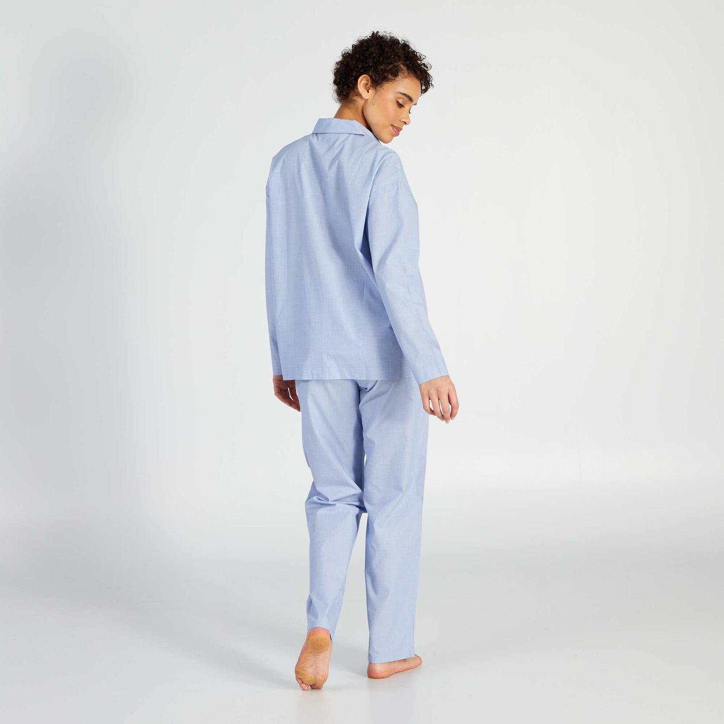 Ensemble pyjama long chemisier + pantalon - 2 pièces Bleu