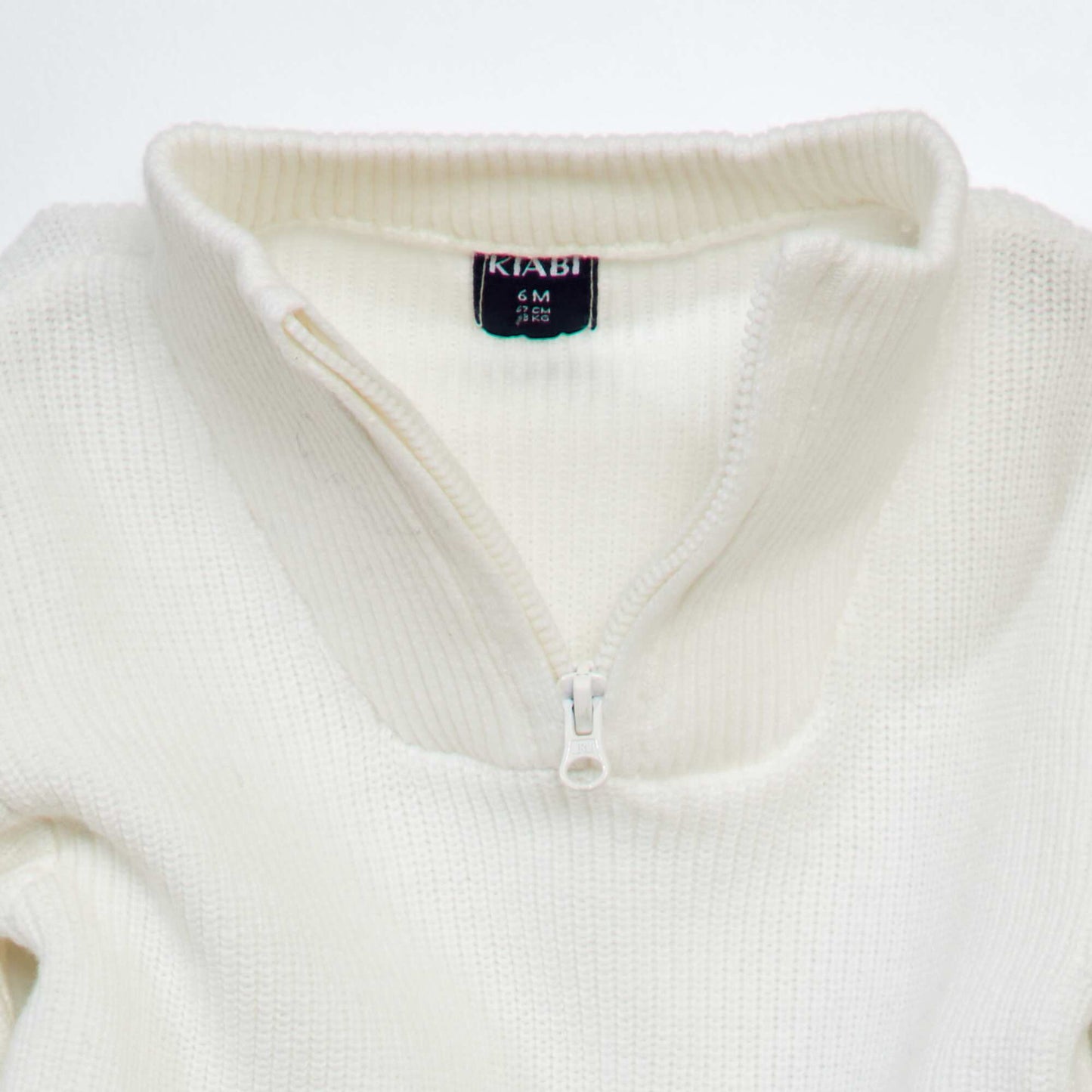 Pull en maille perl e col montant blanc