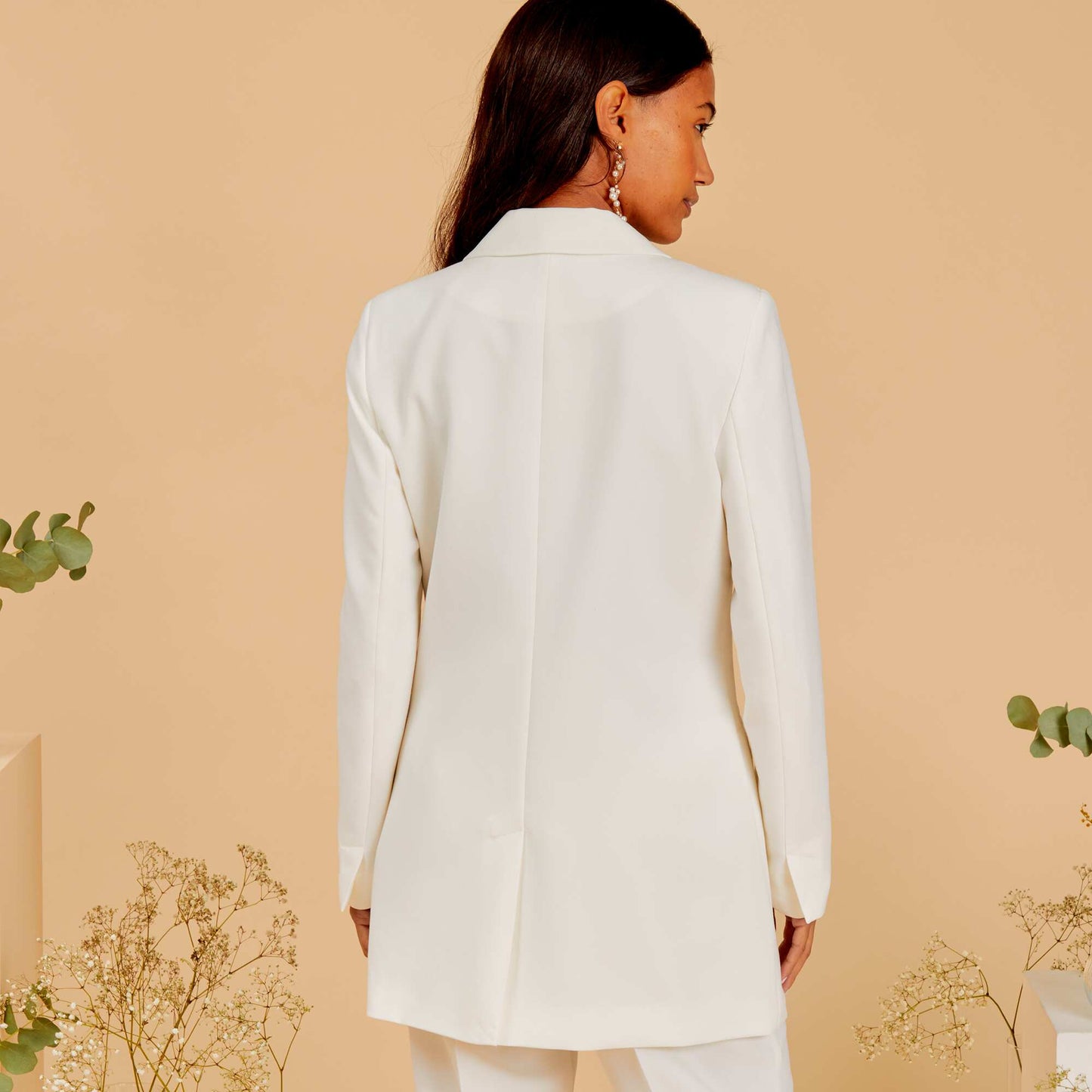 Veste longue de tailleur blanc cass