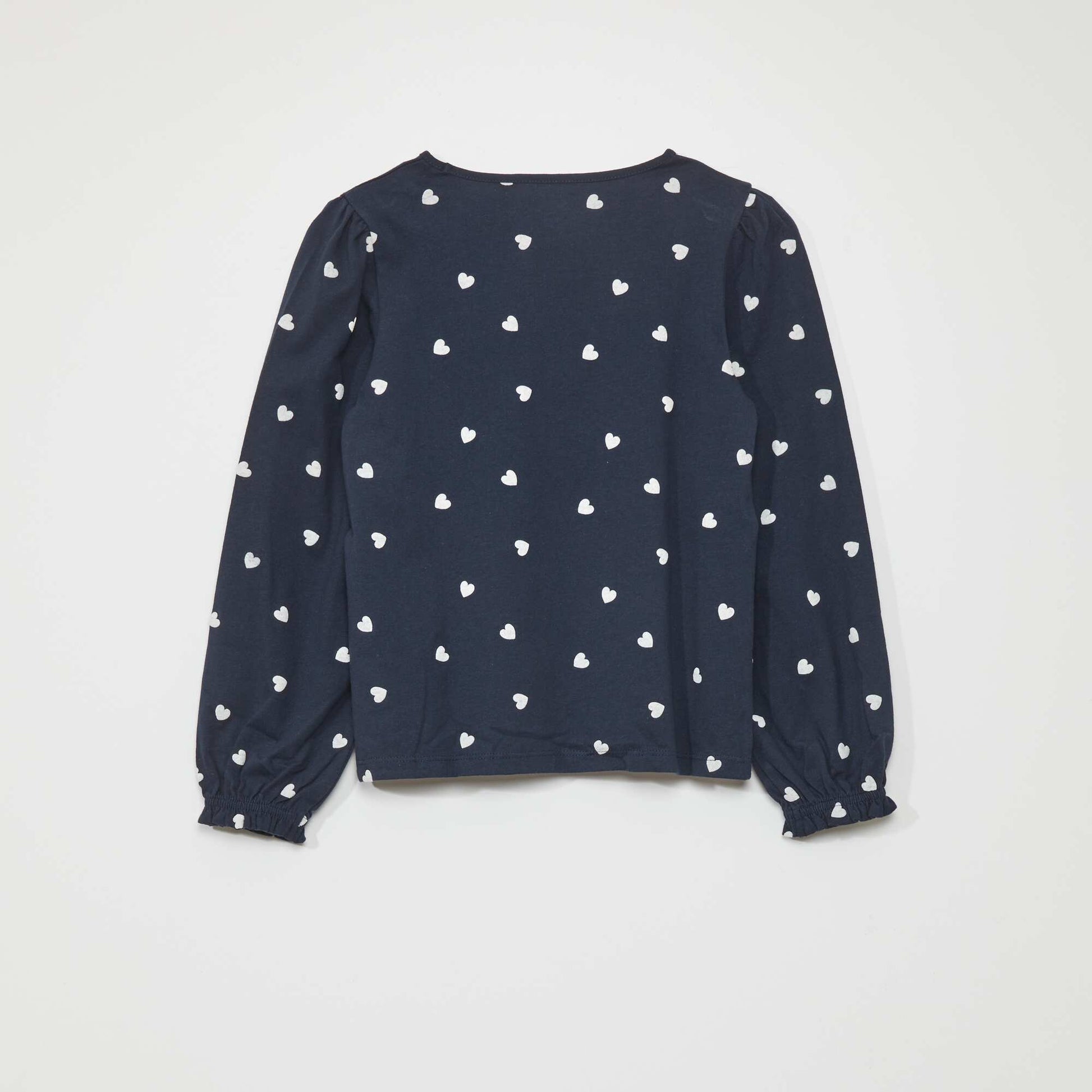 T-shirt manches longues motif 'coeur' Bleu
