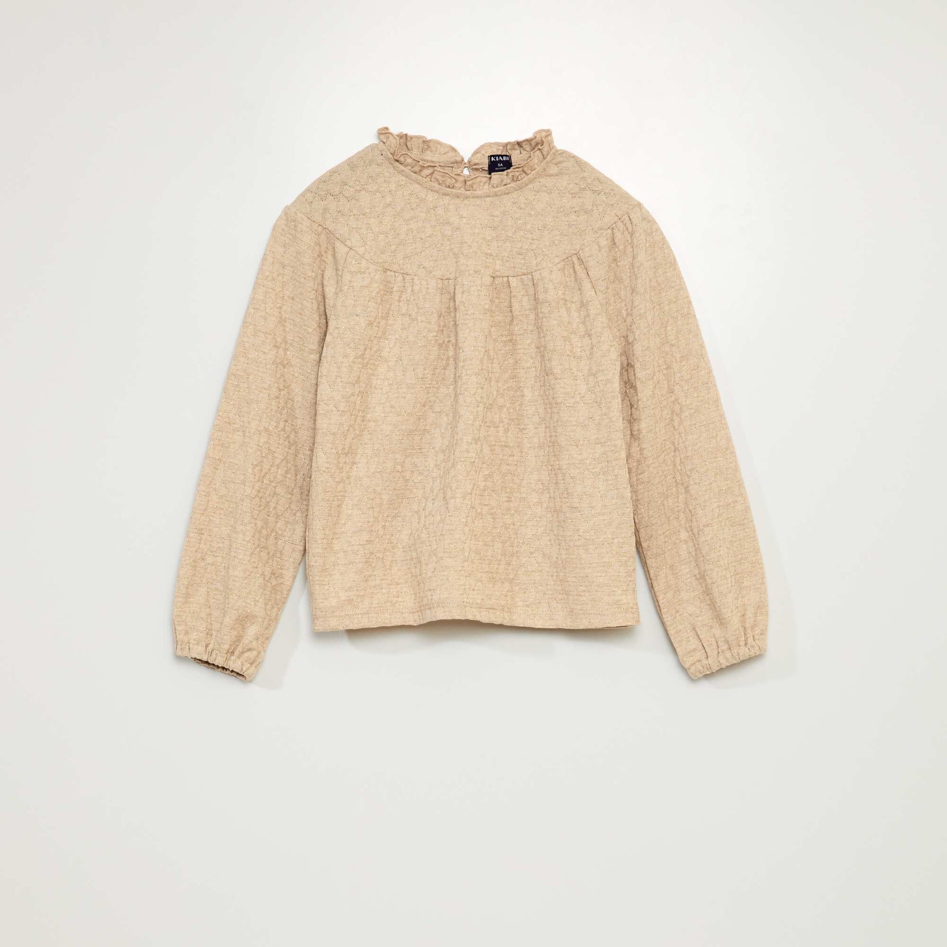 T-shirt avec froufrou Beige