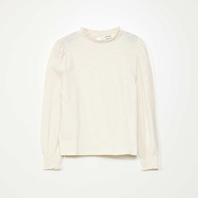 T-shirt col froufrous Blanc