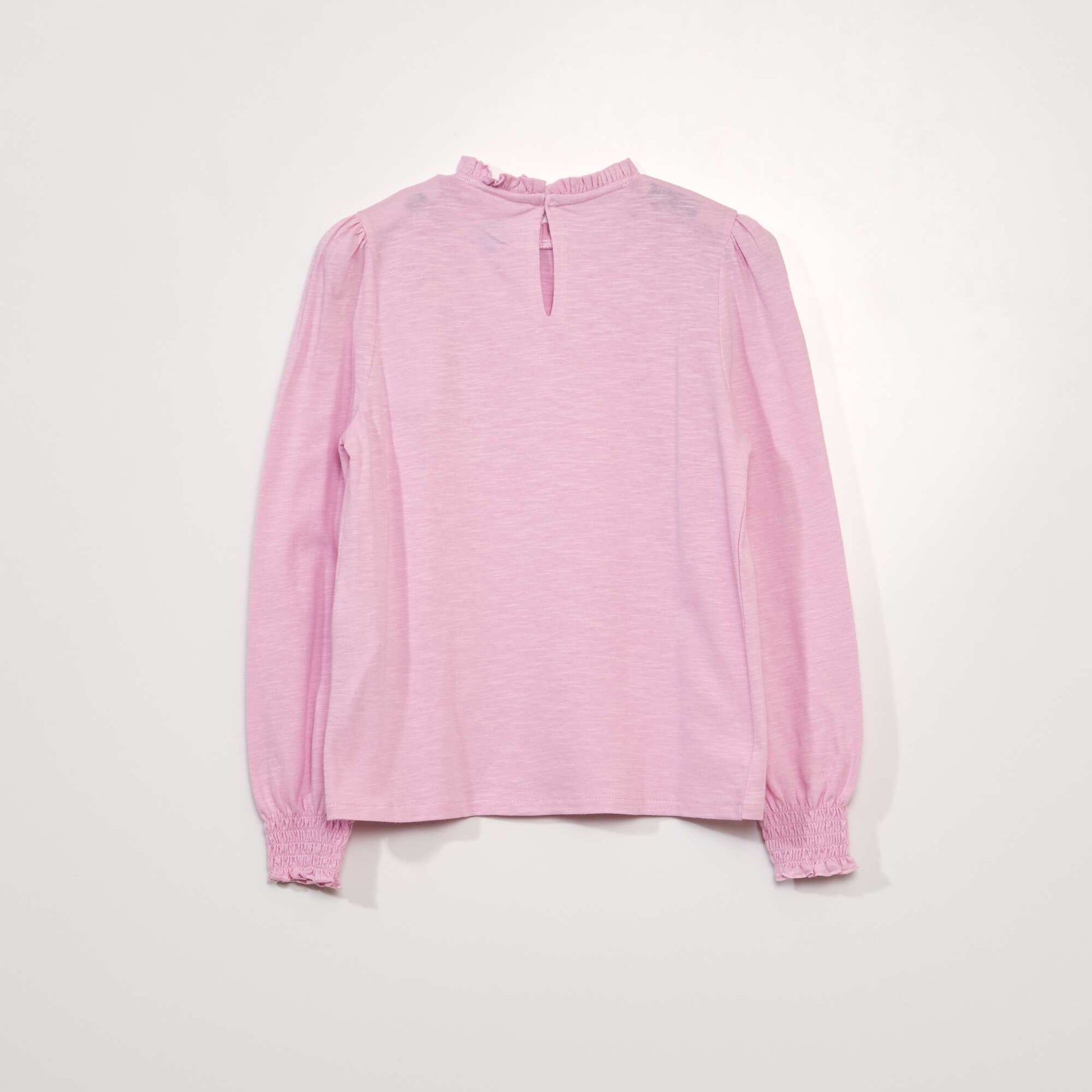 T-shirt col froufrous Rose