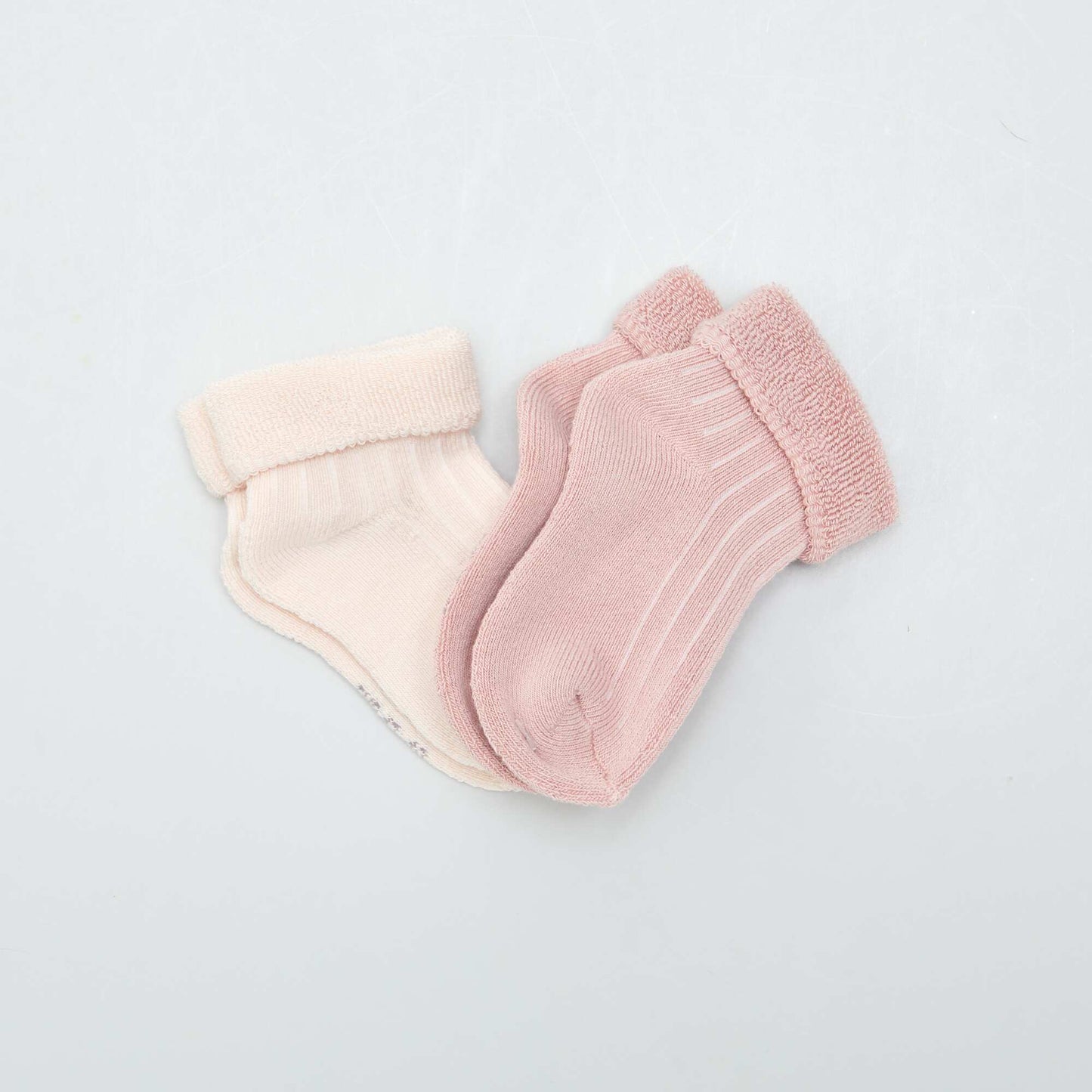 Lot 2 paires de chaussettes en maille bouclette Rose clair/fonc