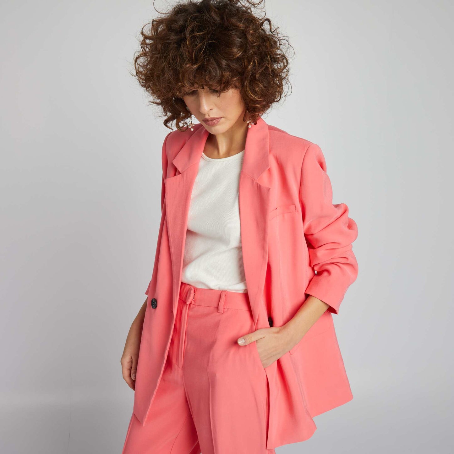 Veste de tailleur longue Rose