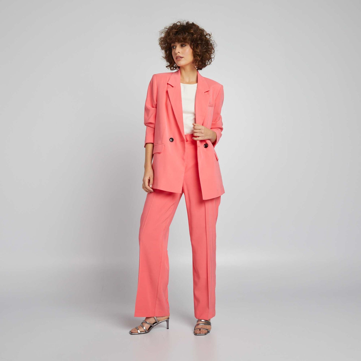 Veste de tailleur longue Rose