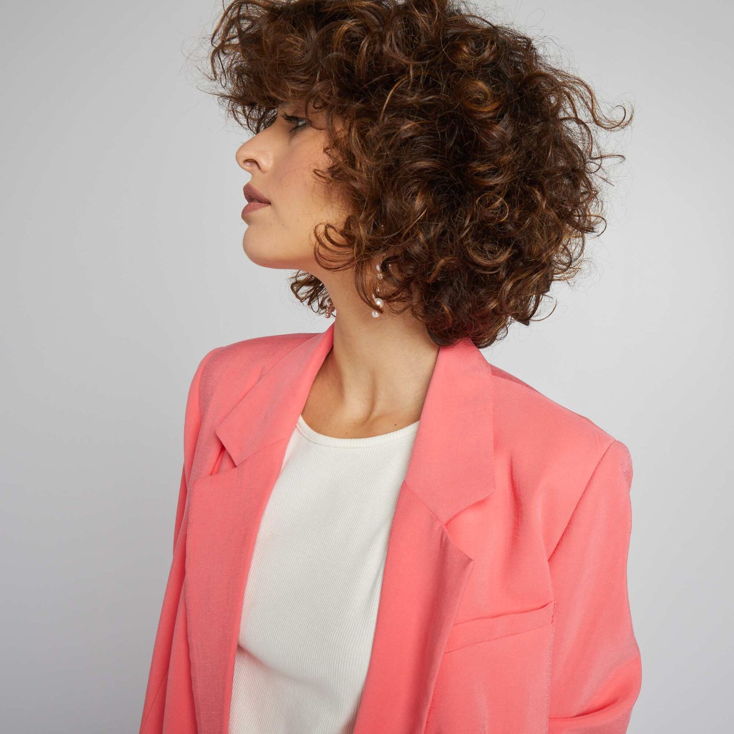 Veste de tailleur longue Rose