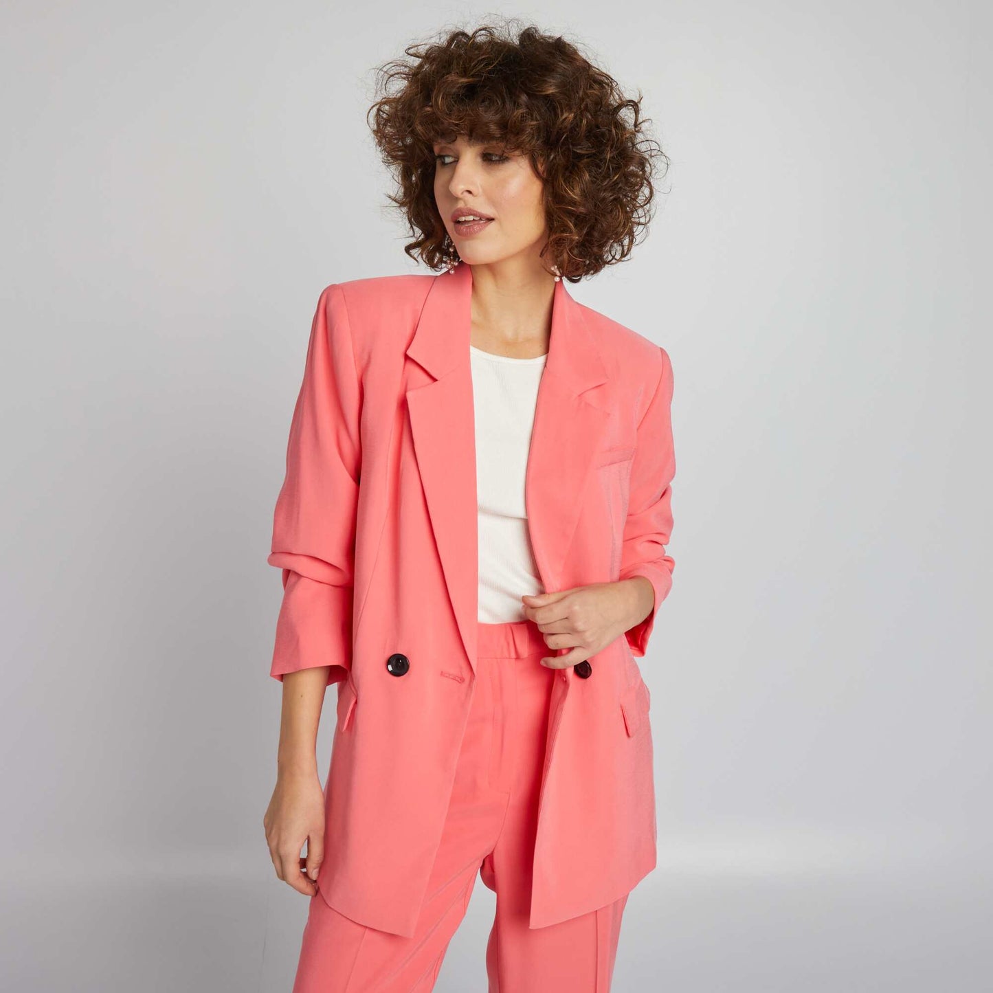 Veste de tailleur longue Rose