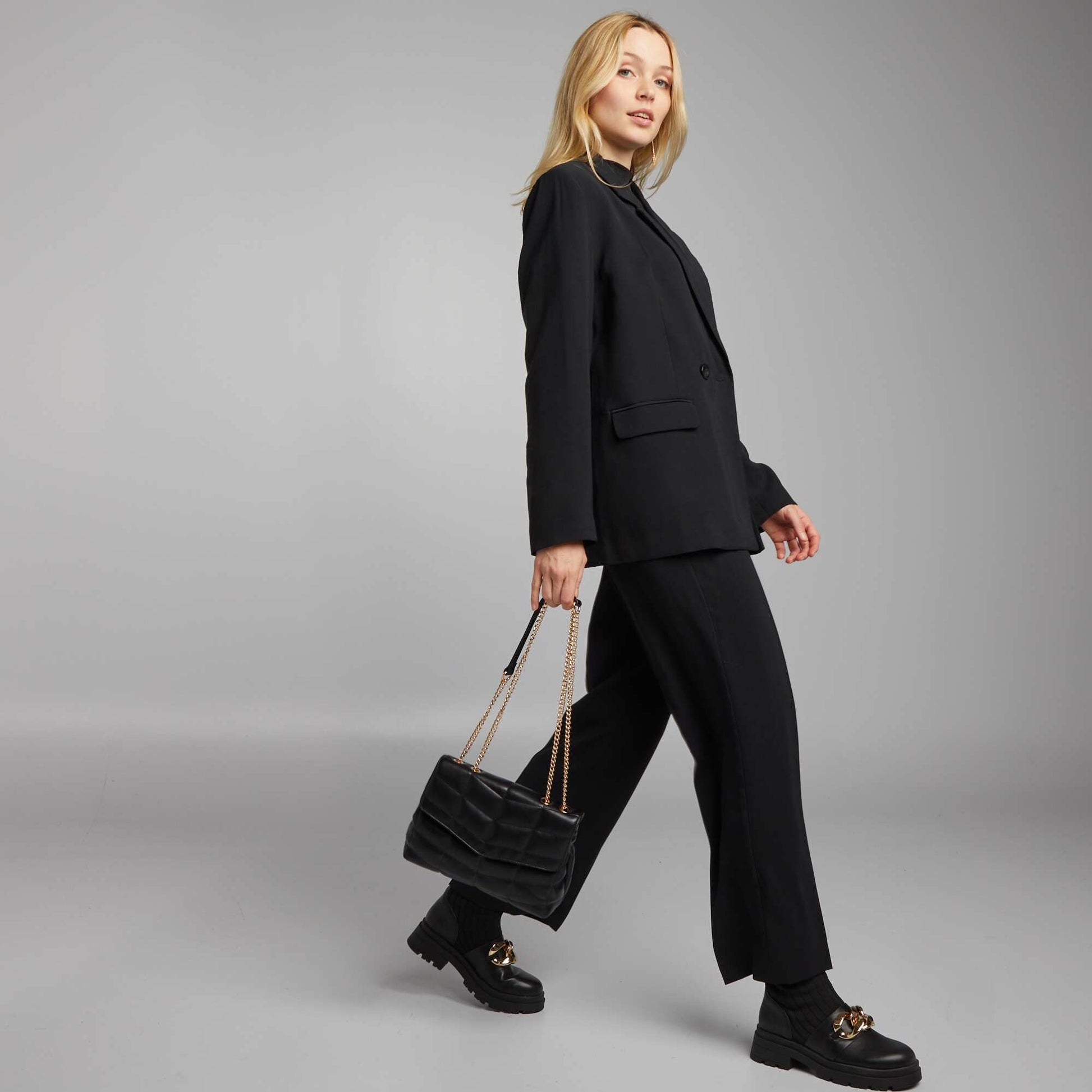 Pantalon droit taille haute Noir