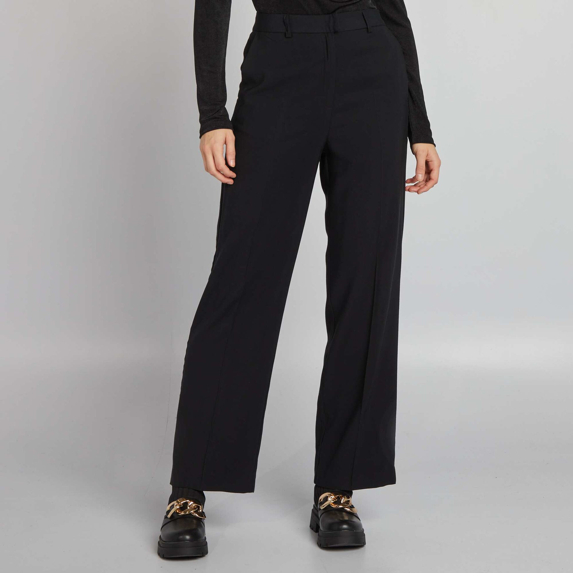 Pantalon droit taille haute Noir