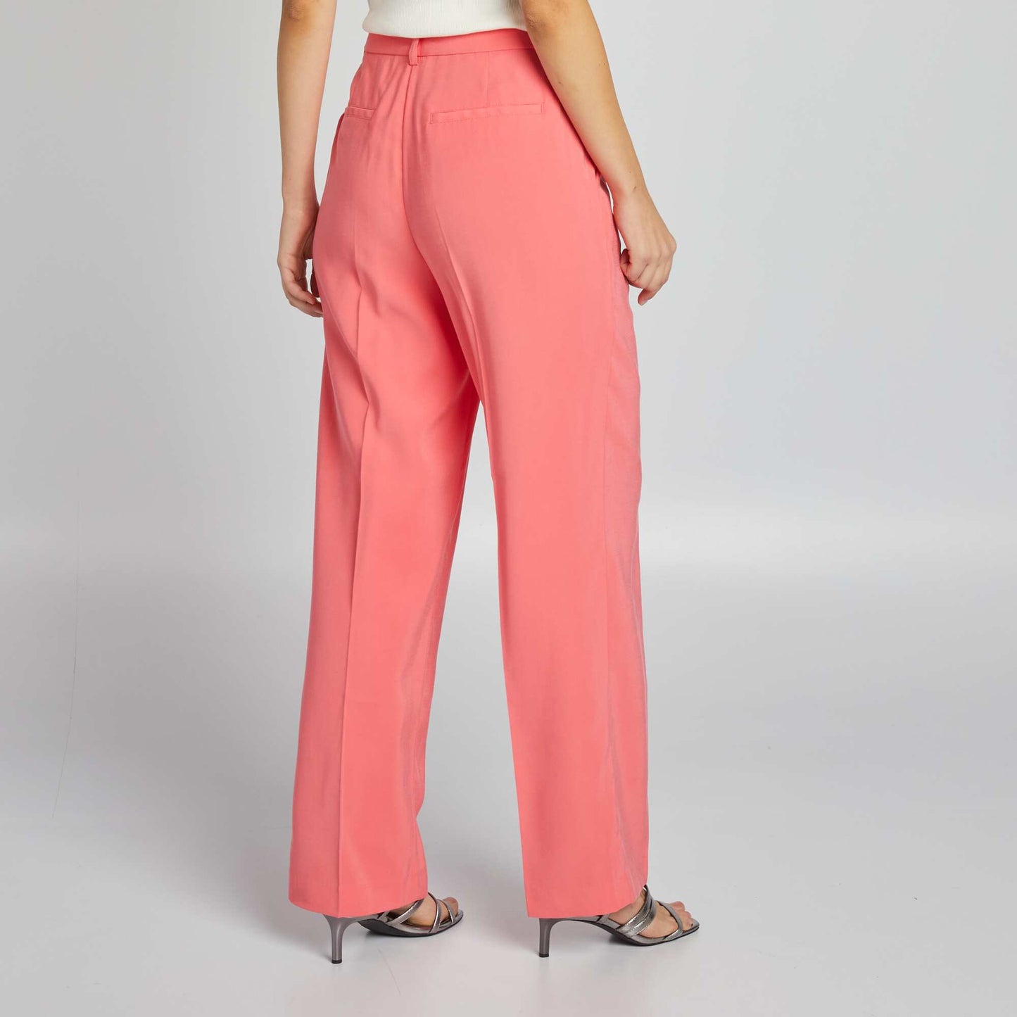 Pantalon droit taille haute Rose