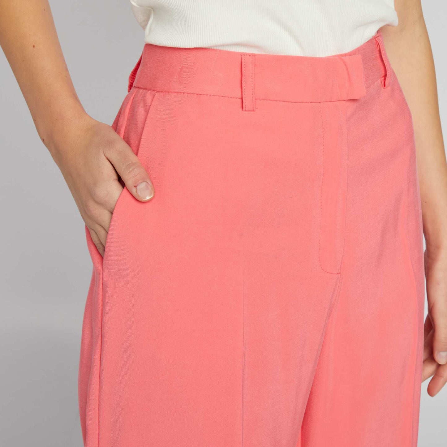 Pantalon droit taille haute Rose