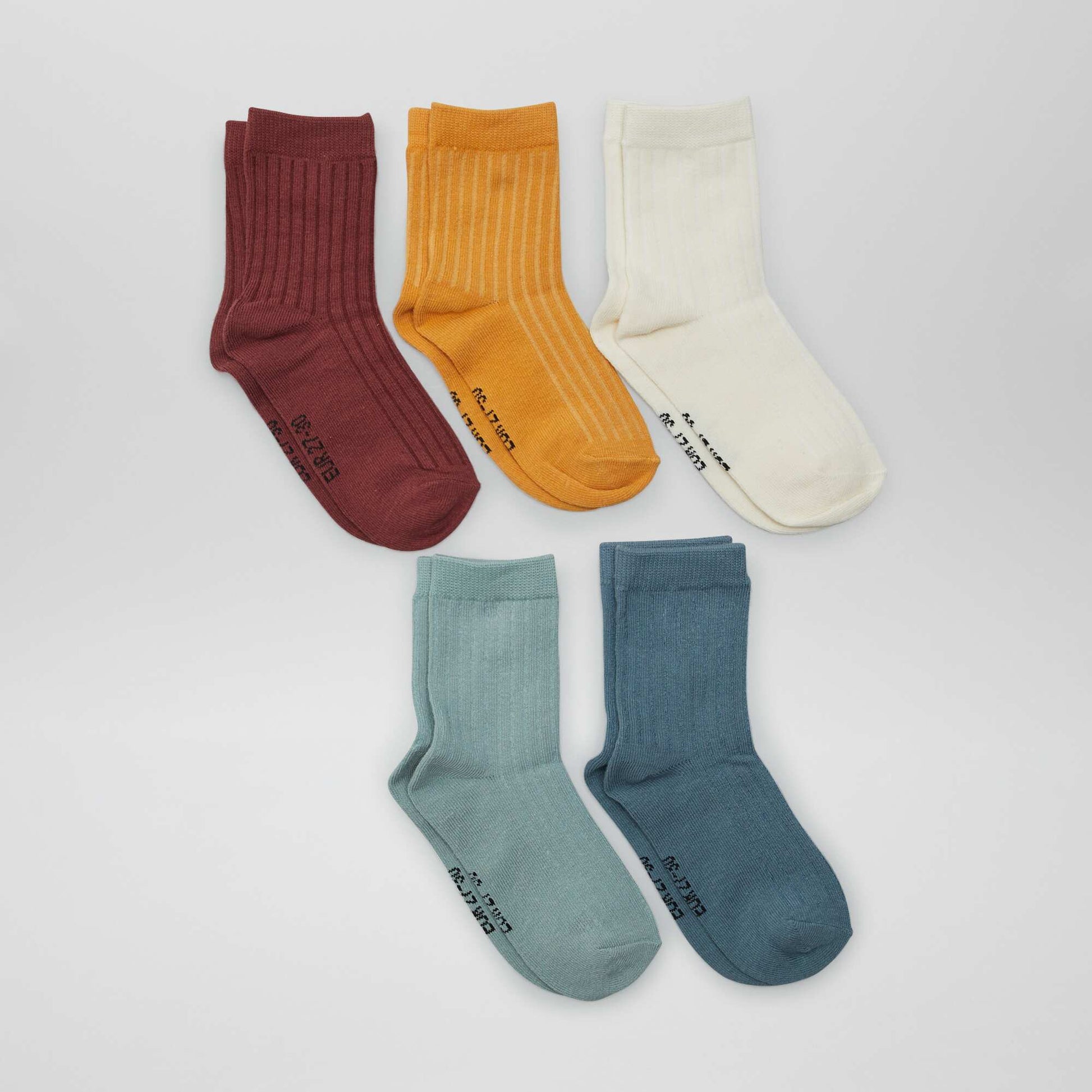 Lot de 5 paires de chaussettes c tel es Blanc/vert/rouge/jaune/bleu