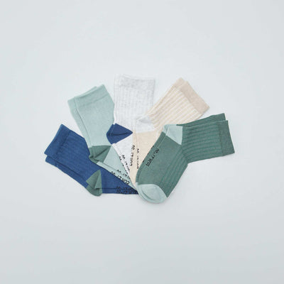 Lot de 5 paires de chaussettes c tel es Blanc/bleu/vert/beige