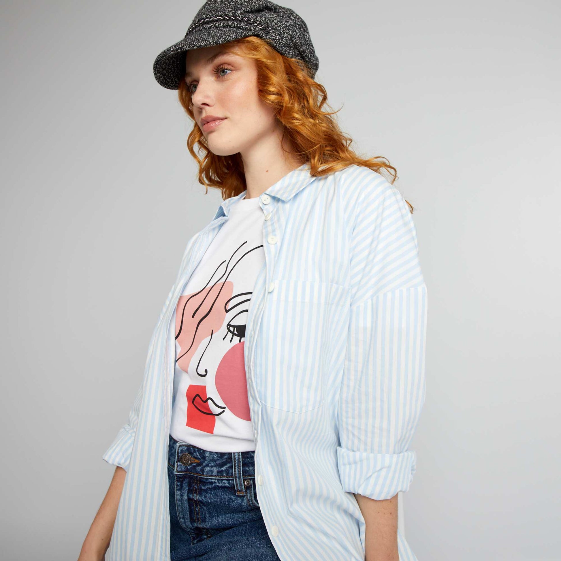 Chemise oversize en popeline Bleu